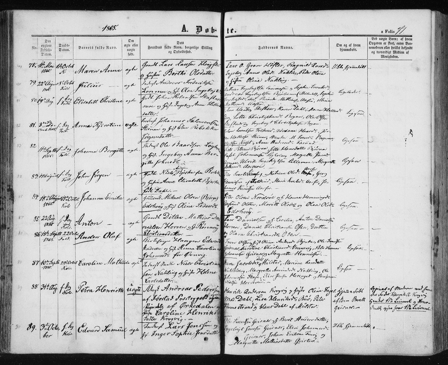 Ministerialprotokoller, klokkerbøker og fødselsregistre - Nord-Trøndelag, SAT/A-1458/780/L0641: Parish register (official) no. 780A06, 1857-1874, p. 71