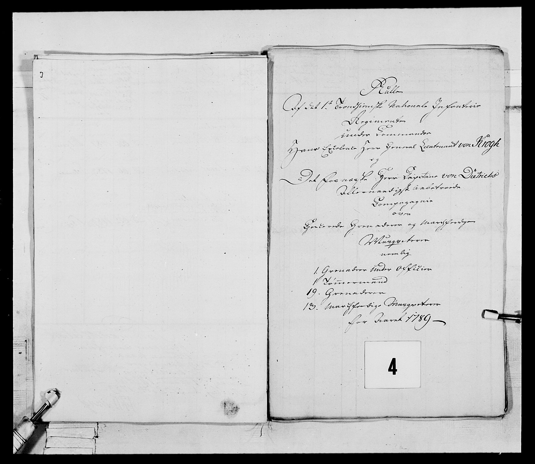 Generalitets- og kommissariatskollegiet, Det kongelige norske kommissariatskollegium, AV/RA-EA-5420/E/Eh/L0075a: 1. Trondheimske nasjonale infanteriregiment, 1789-1811, p. 24