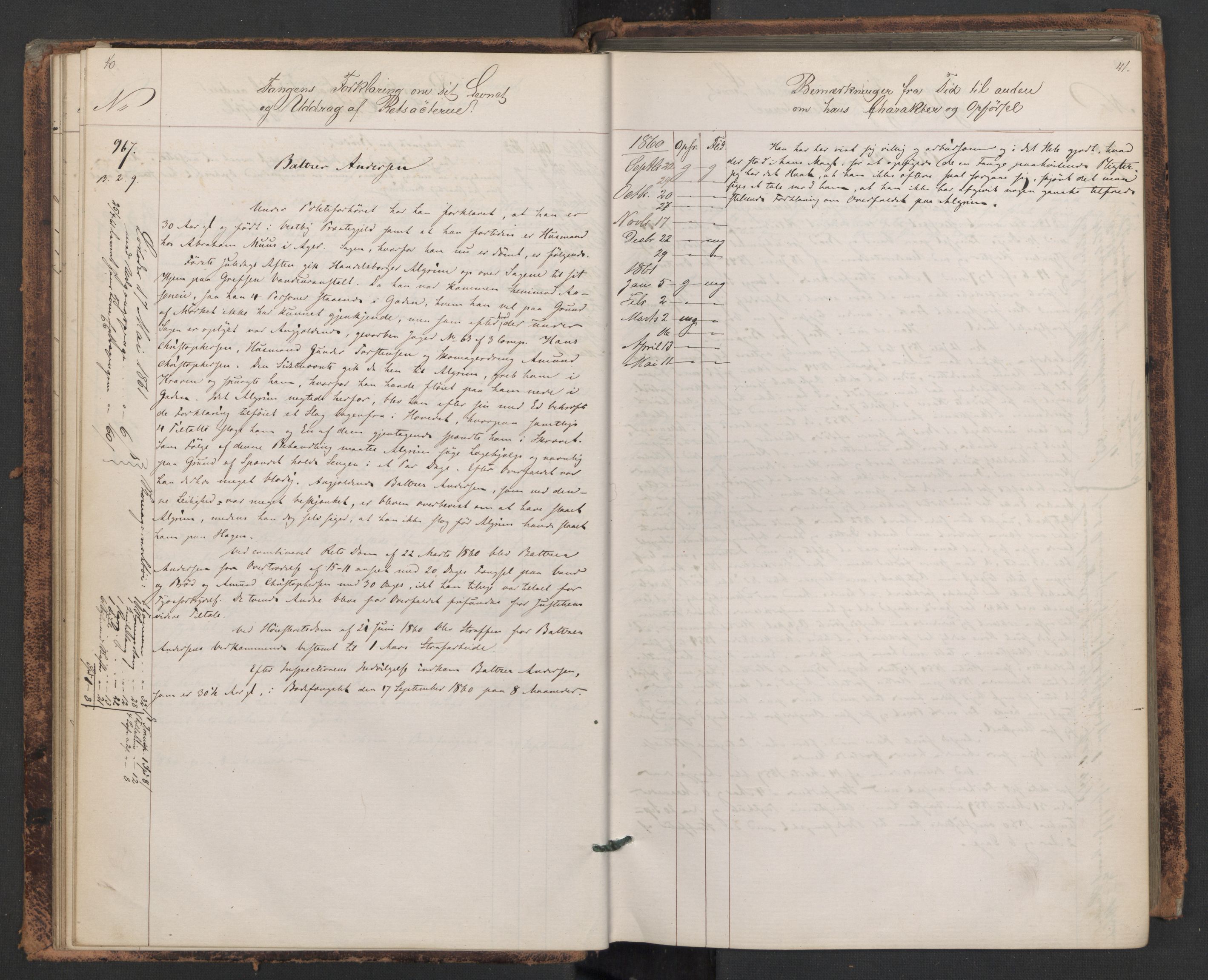 Botsfengslet, AV/RA-S-1539/D/Db/Dbb/L0007: 945b - 258c, 1860-1862, p. 40-41