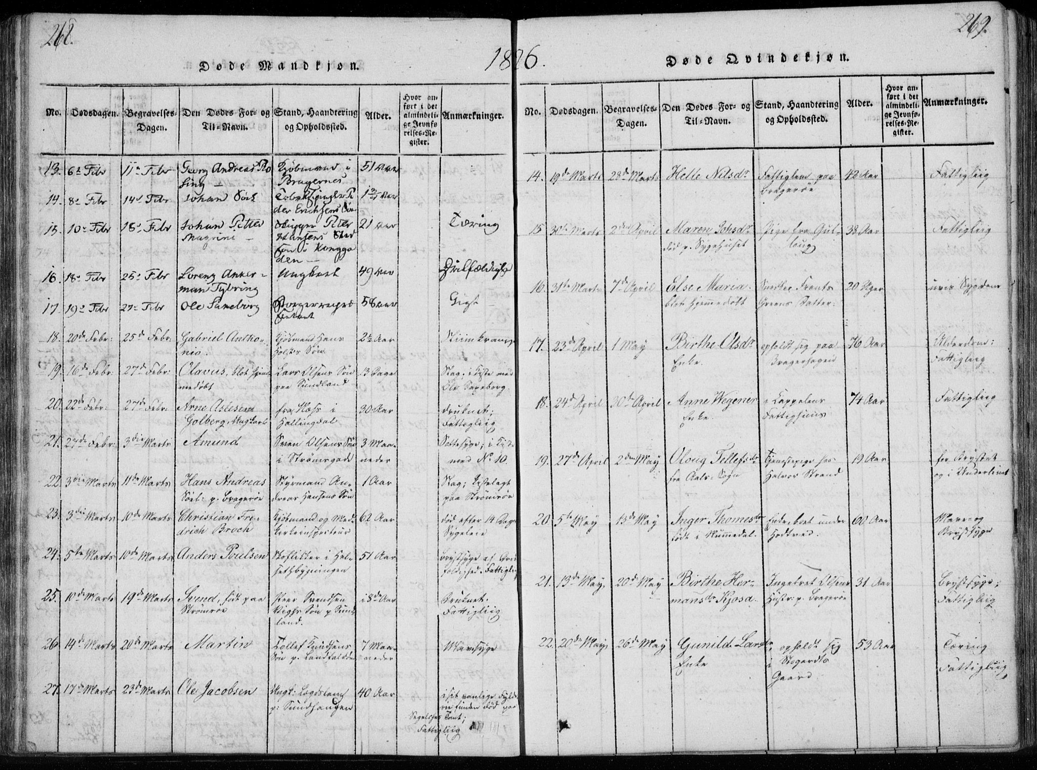 Bragernes kirkebøker, SAKO/A-6/F/Fa/L0007: Parish register (official) no. I 7, 1815-1829, p. 268-269