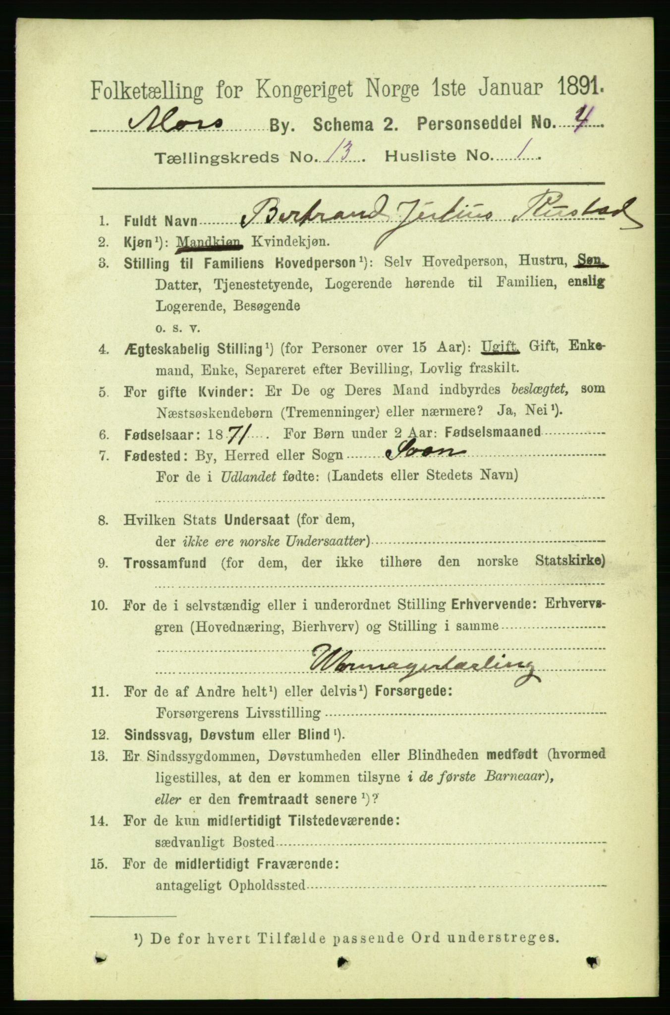 RA, 1891 census for 0104 Moss, 1891, p. 6527