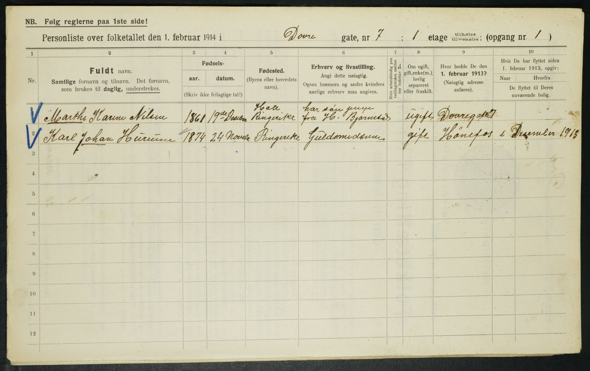 OBA, Municipal Census 1914 for Kristiania, 1914, p. 16394