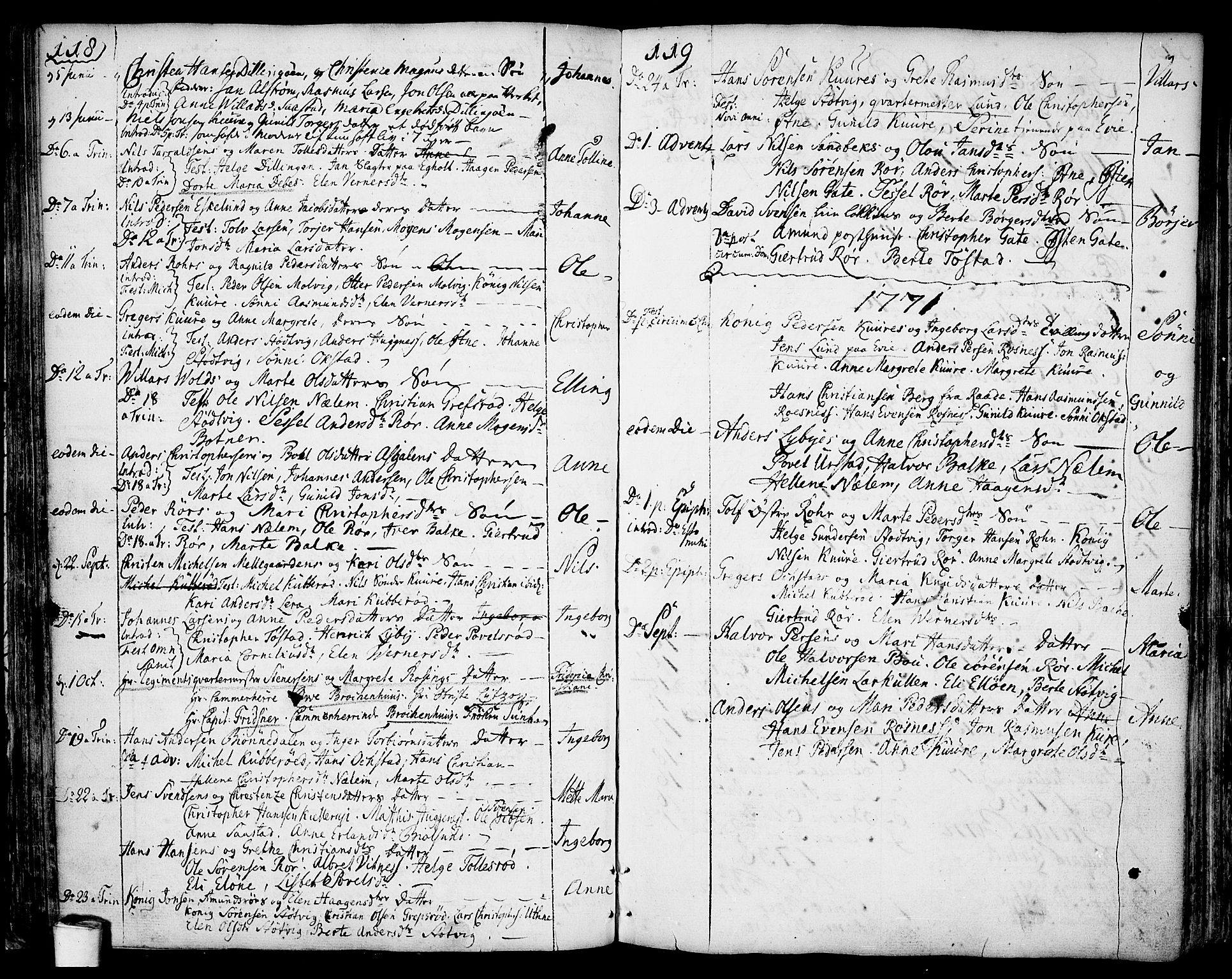 Rygge prestekontor Kirkebøker, AV/SAO-A-10084b/F/Fa/L0001: Parish register (official) no. 1, 1725-1771, p. 118-119