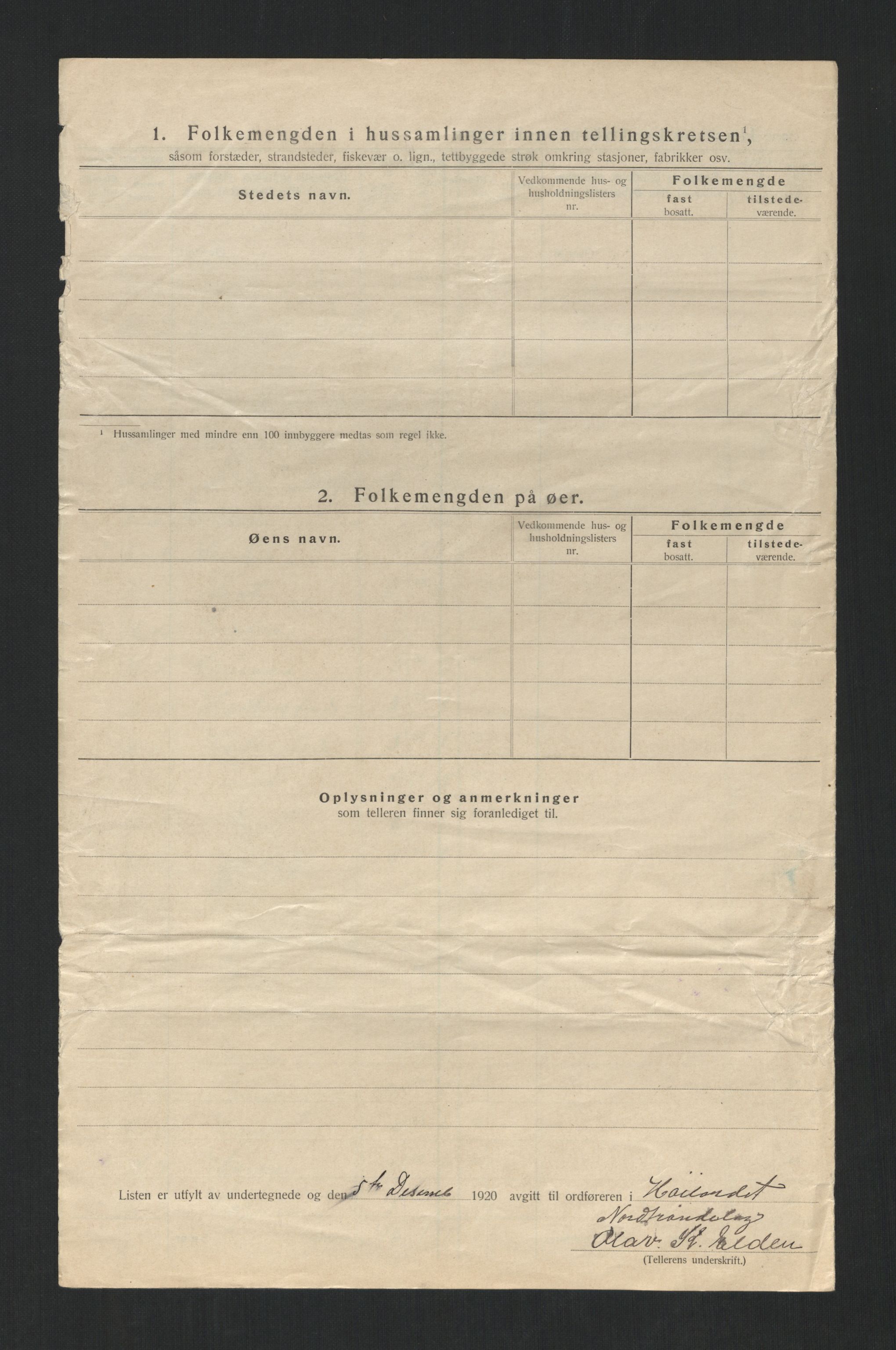 SAT, 1920 census for Høylandet, 1920, p. 18