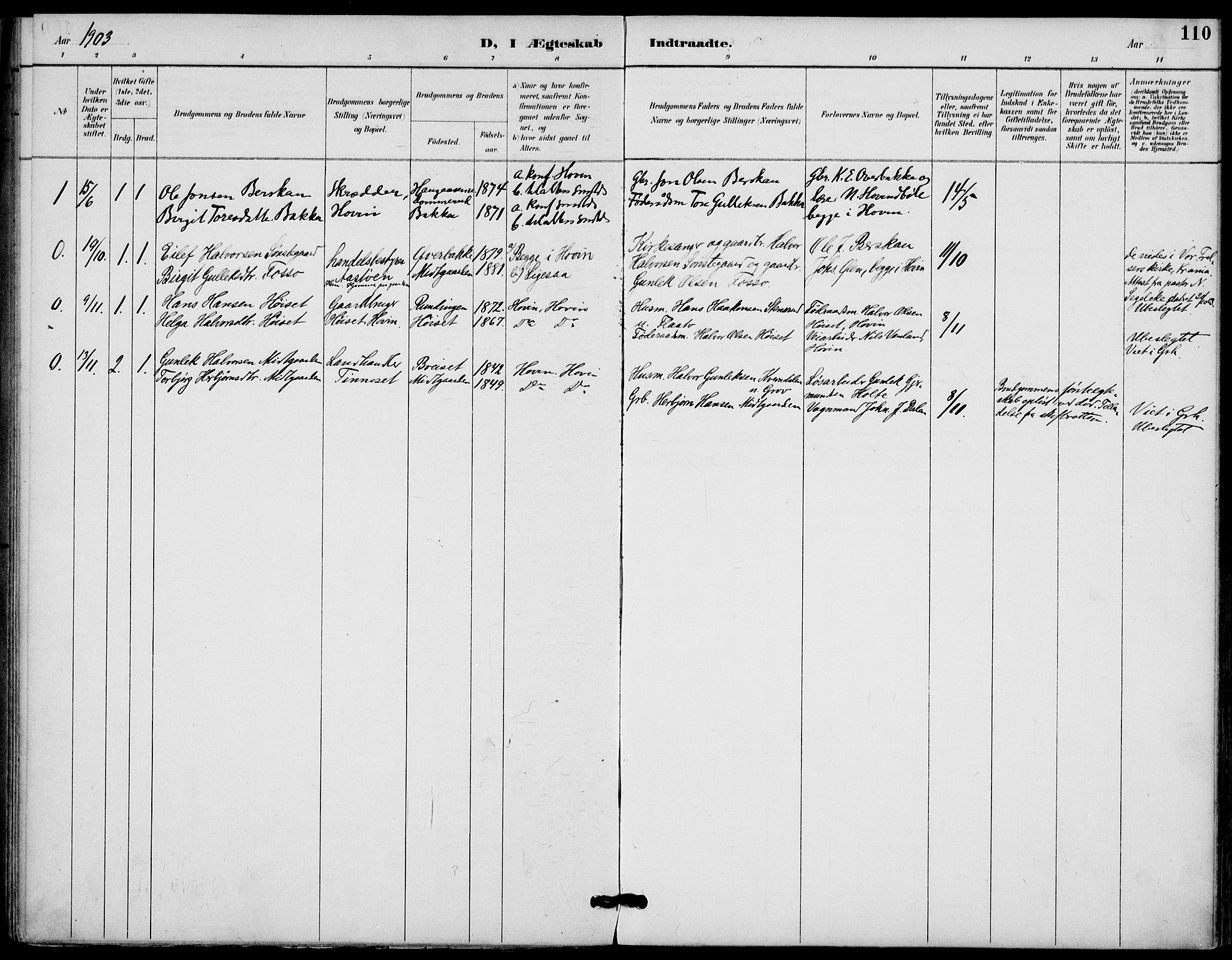 Gransherad kirkebøker, AV/SAKO-A-267/F/Fb/L0005: Parish register (official) no. II 5, 1887-1916, p. 110