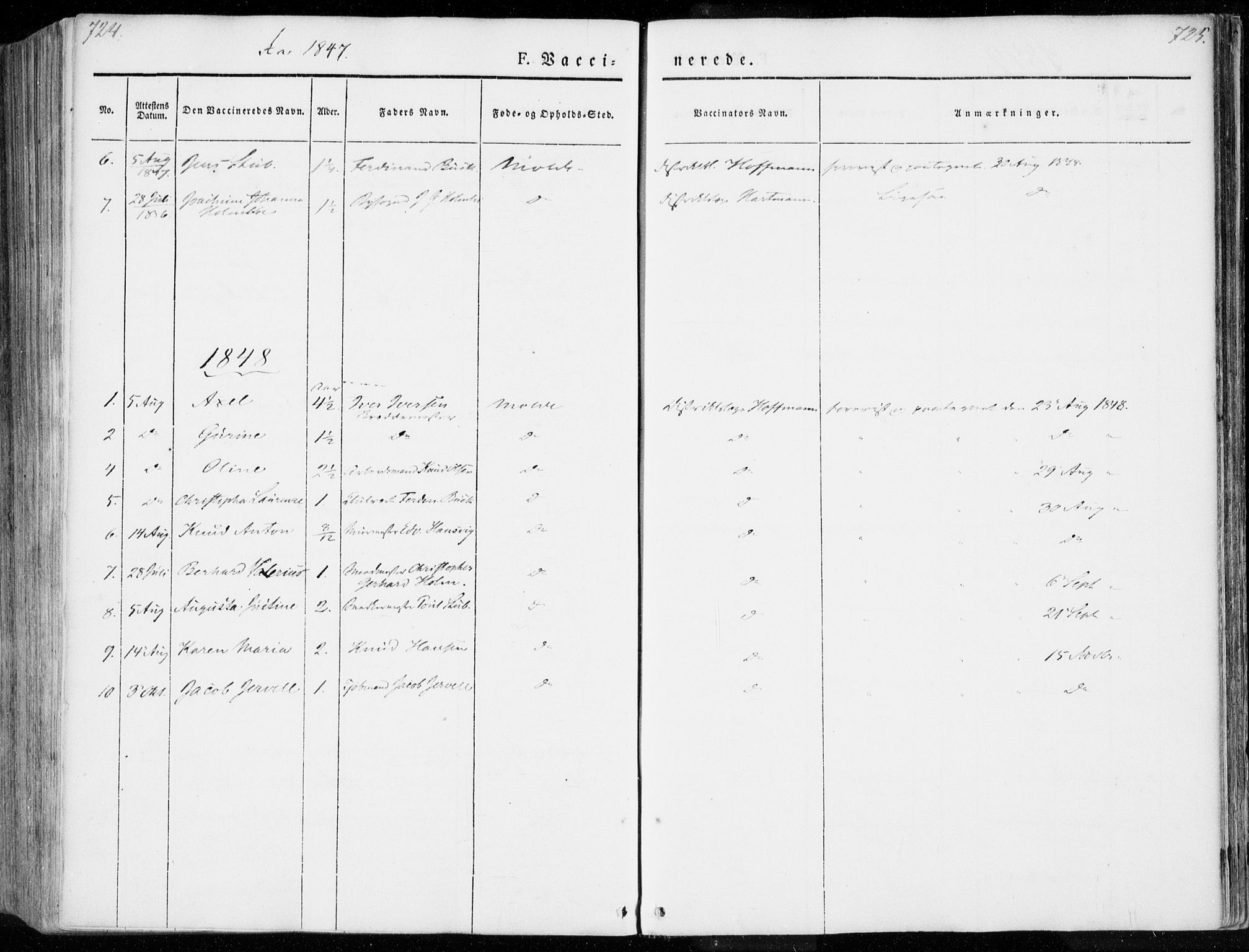Ministerialprotokoller, klokkerbøker og fødselsregistre - Møre og Romsdal, SAT/A-1454/558/L0689: Parish register (official) no. 558A03, 1843-1872, p. 724-725