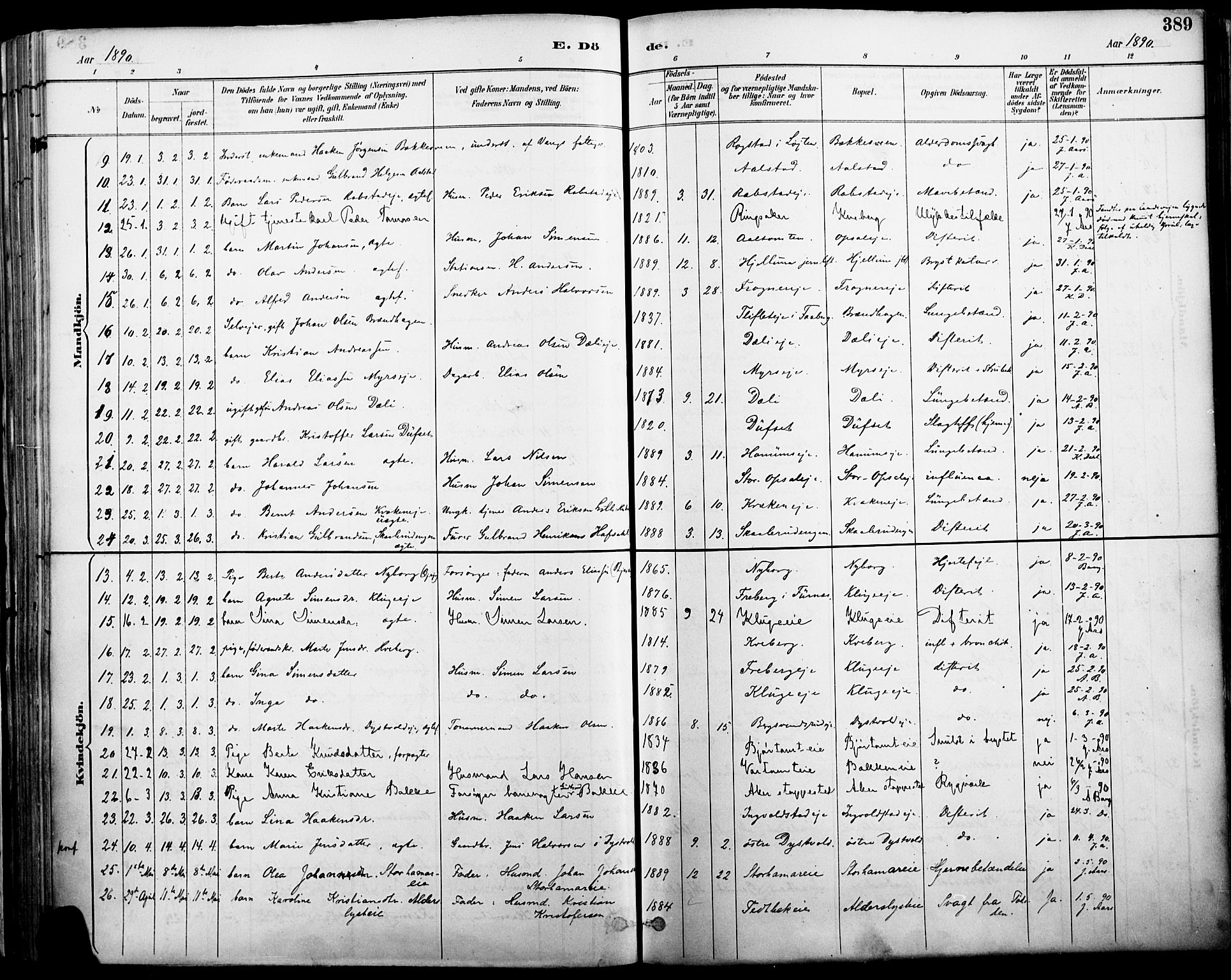 Vang prestekontor, Hedmark, AV/SAH-PREST-008/H/Ha/Haa/L0019A: Parish register (official) no. 19, 1886-1900, p. 389