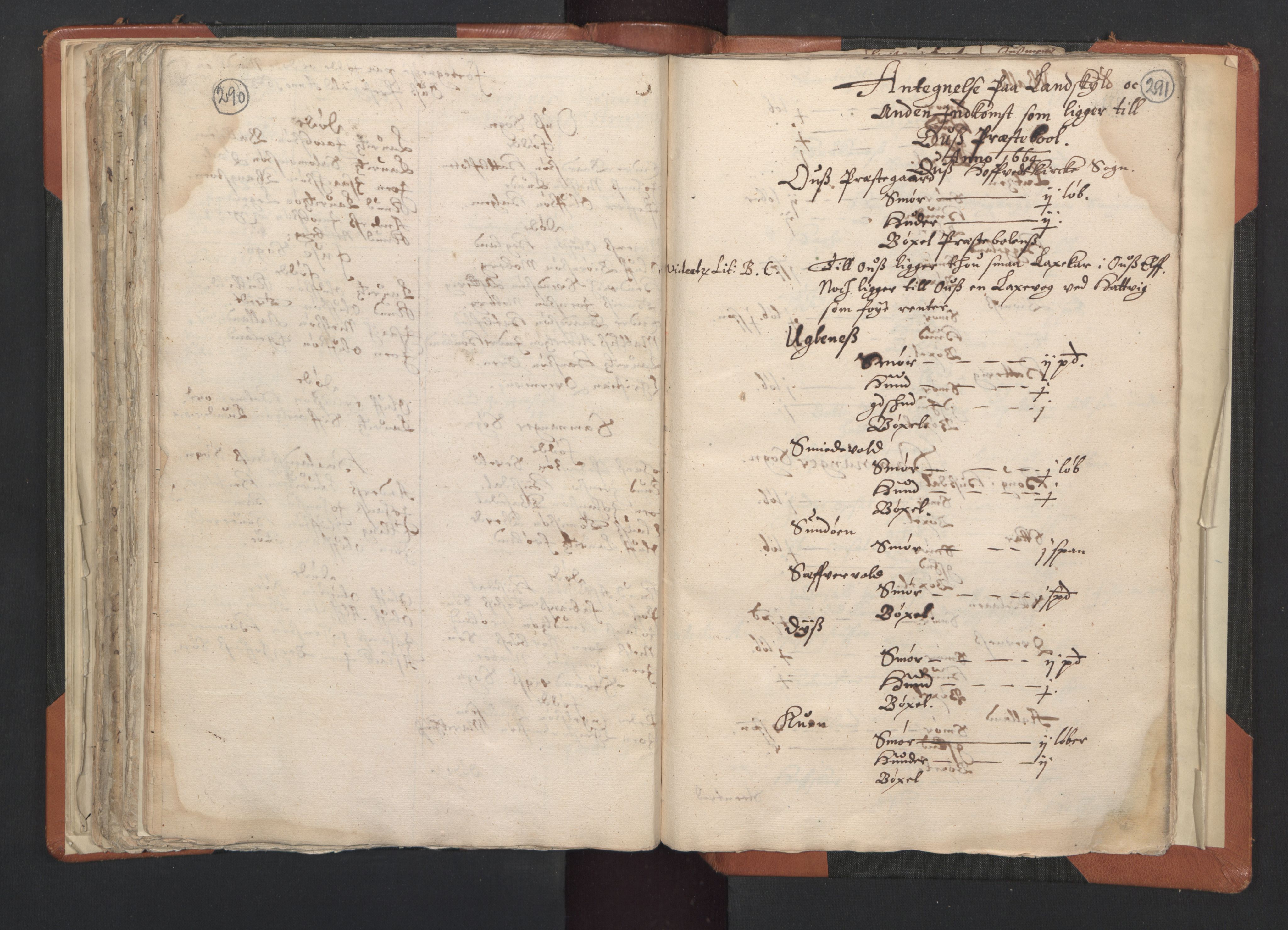 RA, Vicar's Census 1664-1666, no. 20: Sunnhordland deanery, 1664-1666, p. 290-291