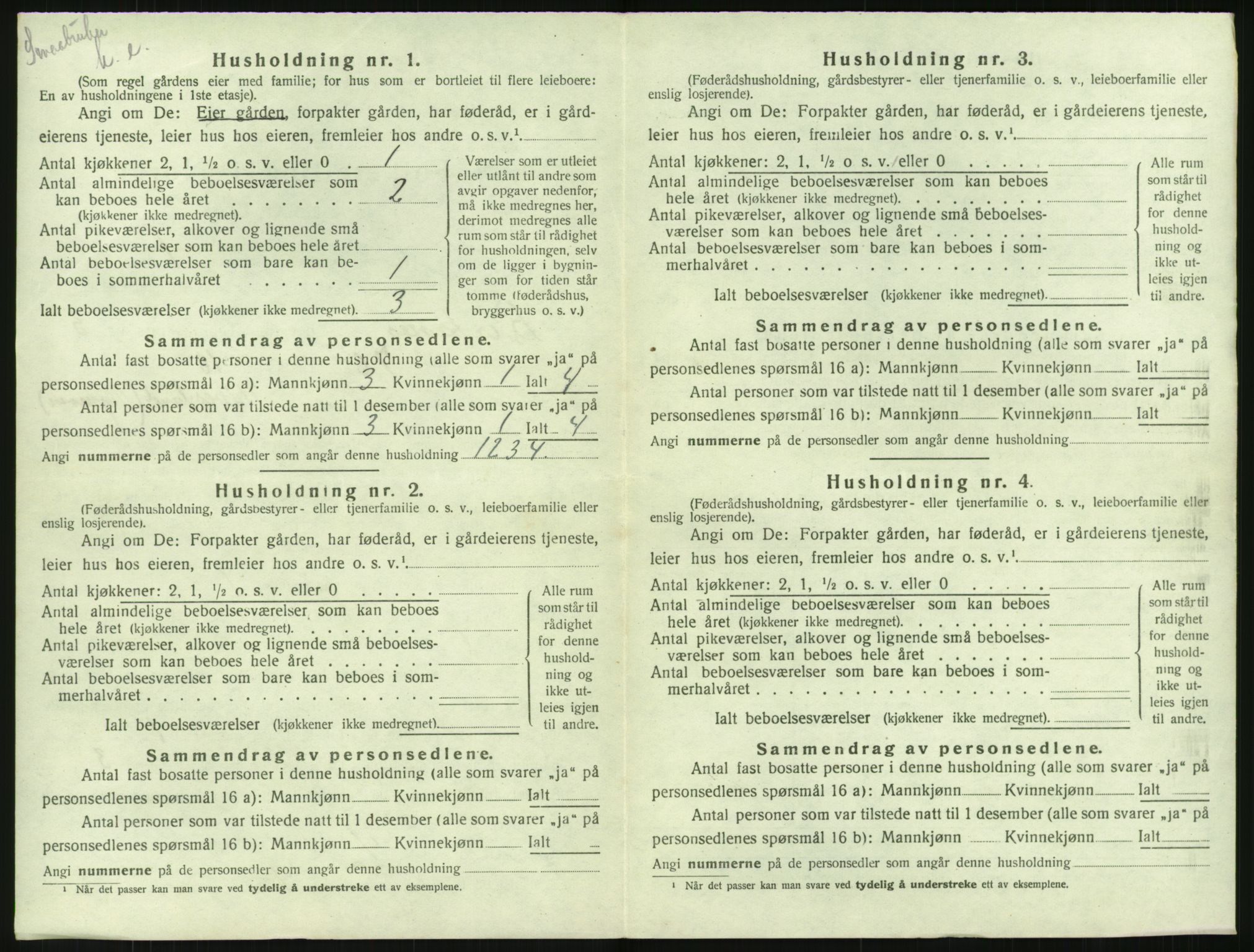 SAK, 1920 census for Birkenes, 1920, p. 156