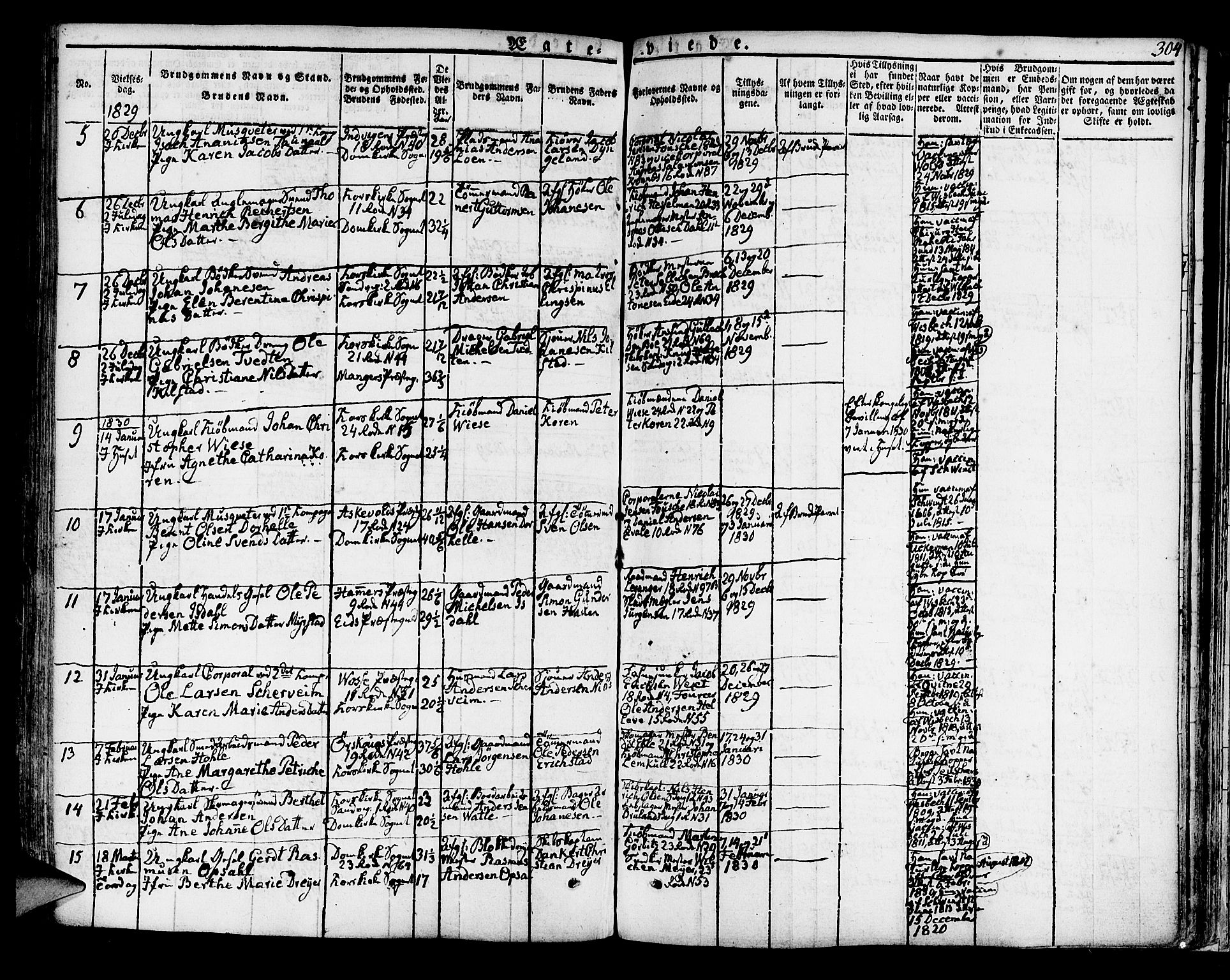 Korskirken sokneprestembete, AV/SAB-A-76101/H/Hab: Parish register (copy) no. A 3, 1821-1831, p. 304