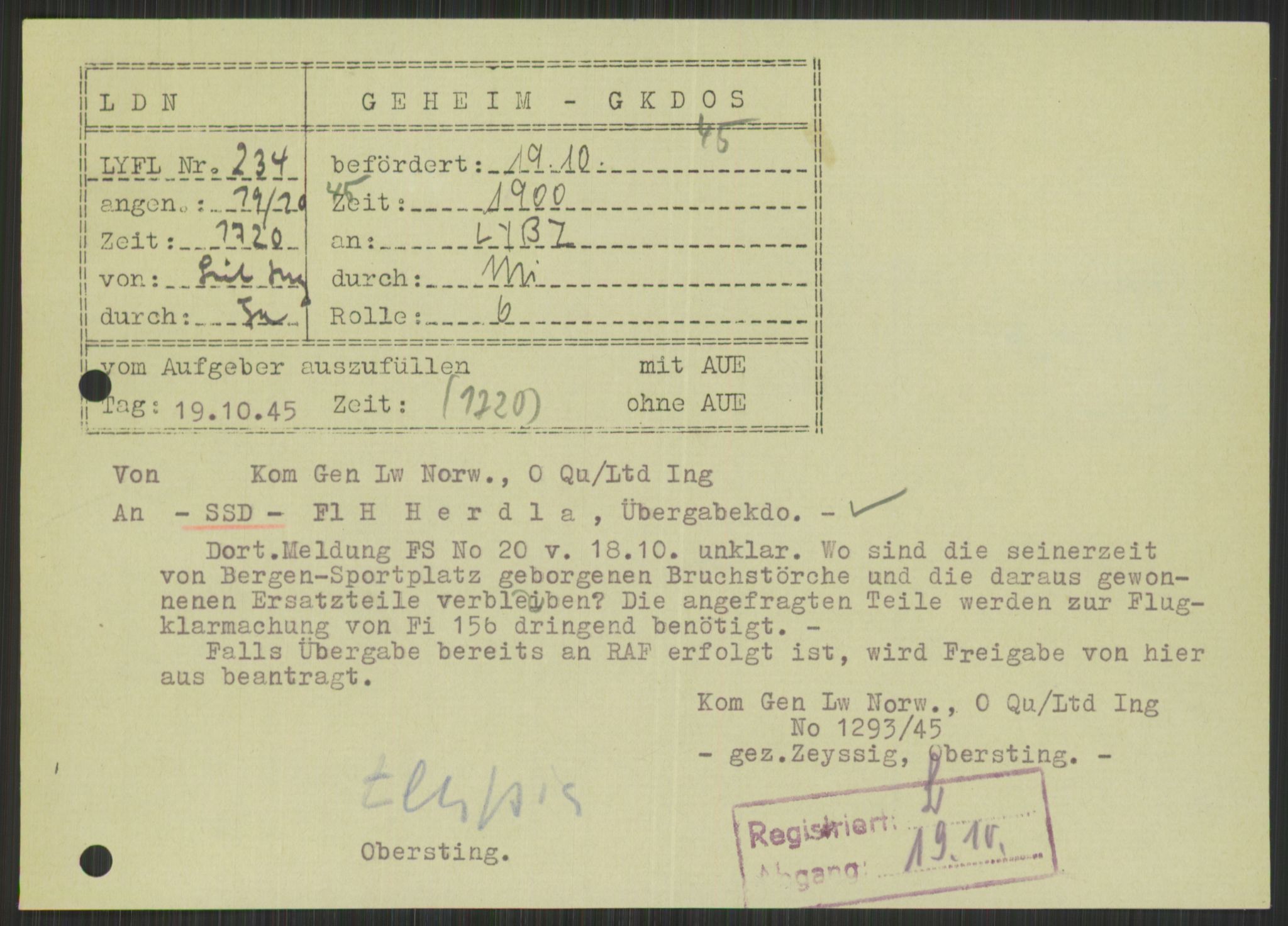 Deutscher Oberbefehlshaber Norwegen (DOBN), AV/RA-RAFA-2197/D/Di/L0066: AOK 20/WBN-DOBN Luftwaffe/Komm G. d.Dt.Lw. in Norwegen, 1945, p. 793