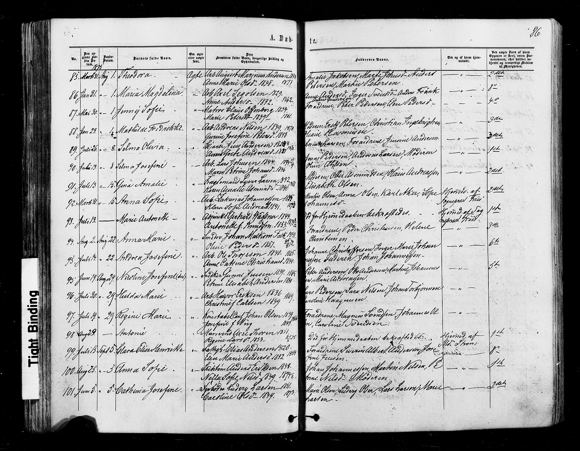 Halden prestekontor Kirkebøker, SAO/A-10909/F/Fa/L0009: Parish register (official) no. I 9, 1866-1877, p. 86