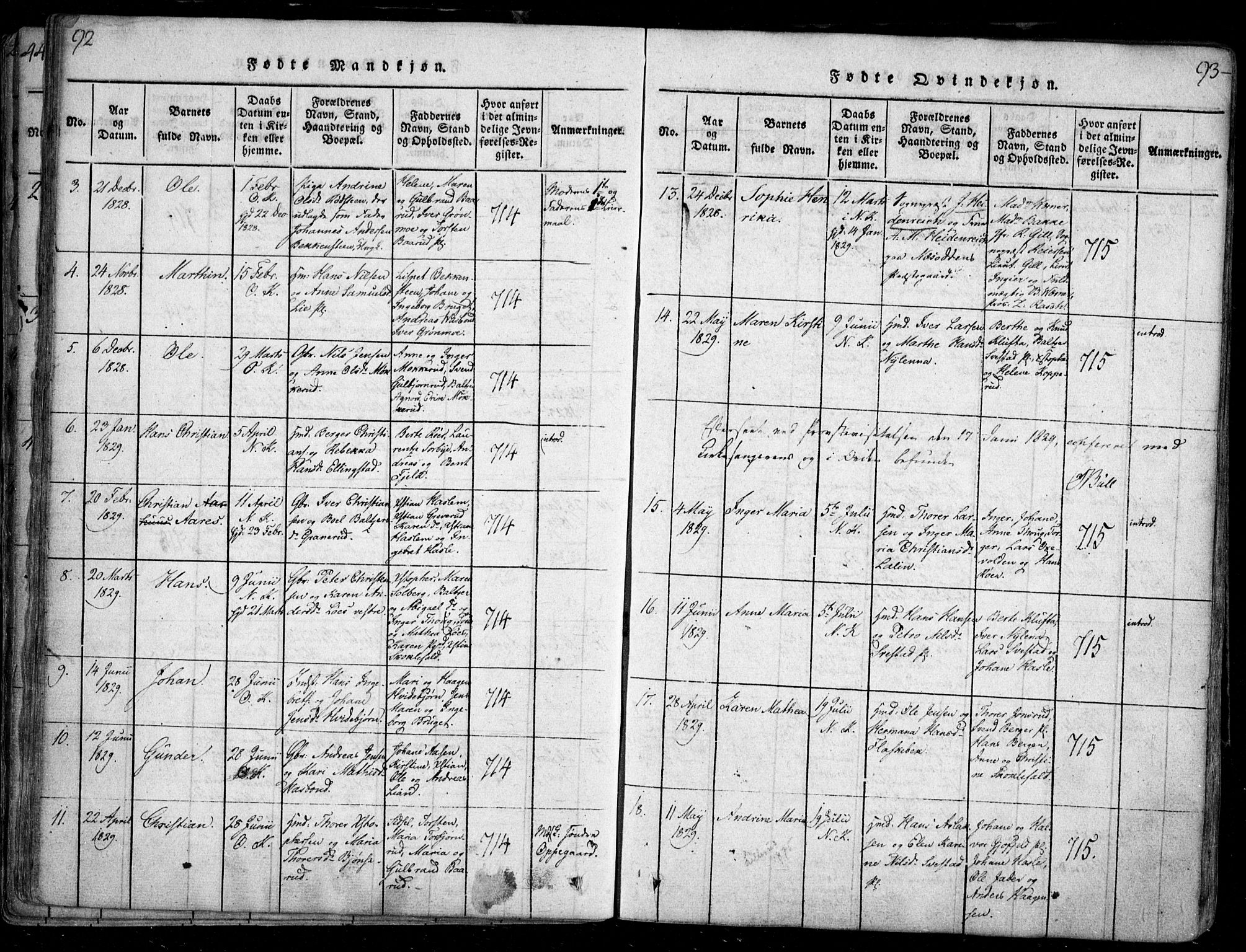 Nesodden prestekontor Kirkebøker, SAO/A-10013/F/Fa/L0006: Parish register (official) no. I 6, 1814-1847, p. 92-93