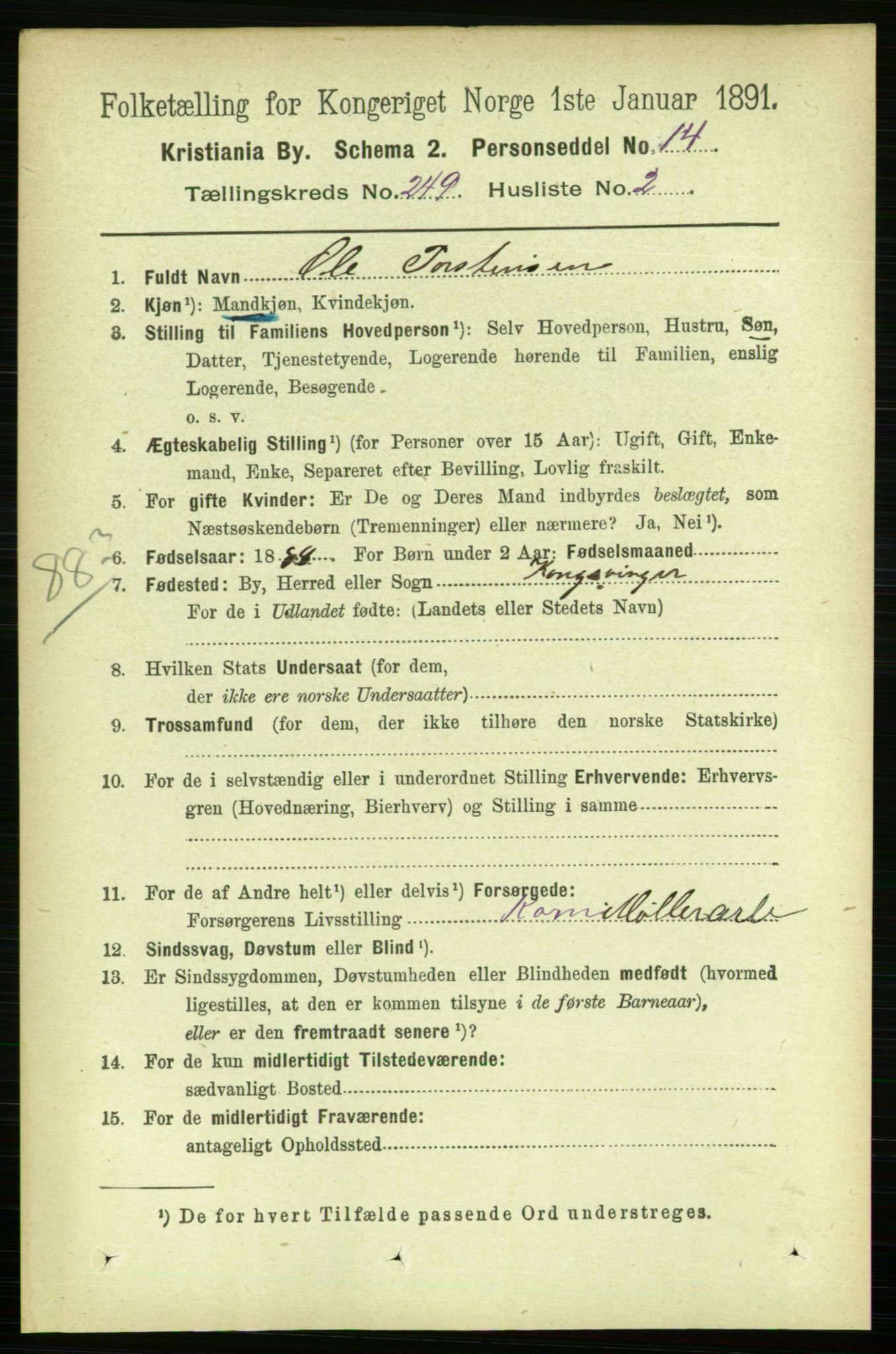 RA, 1891 census for 0301 Kristiania, 1891, p. 152335