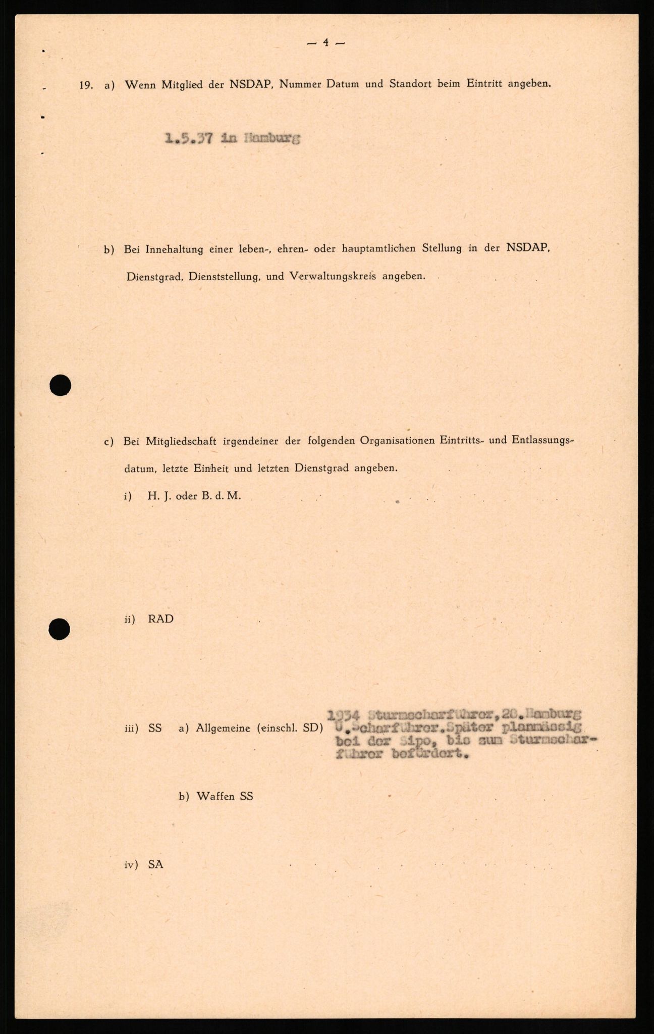 Forsvaret, Forsvarets overkommando II, RA/RAFA-3915/D/Db/L0019: CI Questionaires. Tyske okkupasjonsstyrker i Norge. Tyskere., 1945-1946, p. 326