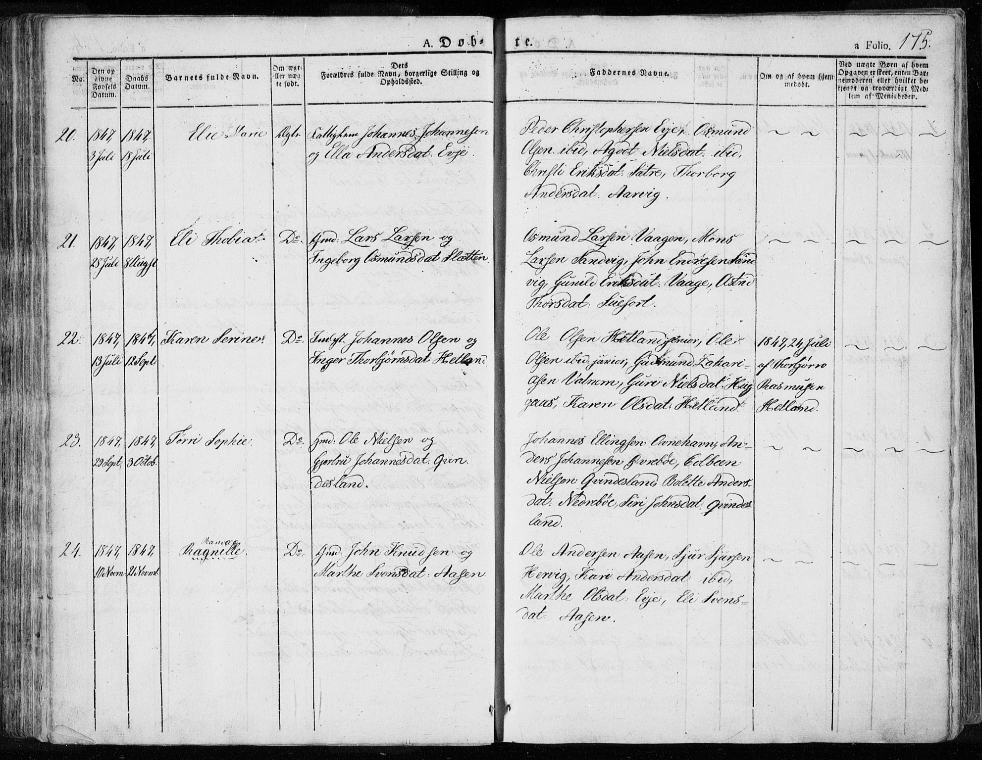 Tysvær sokneprestkontor, AV/SAST-A -101864/H/Ha/Haa/L0001: Parish register (official) no. A 1.1, 1831-1856, p. 175