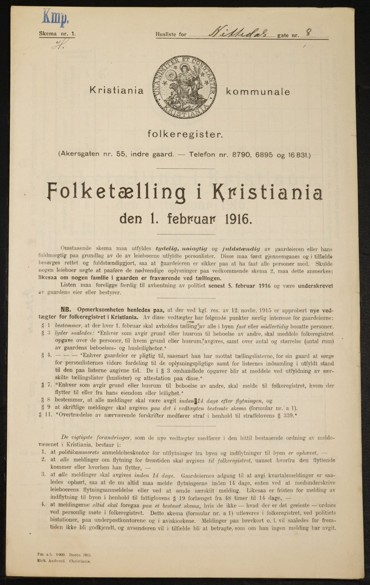 OBA, Municipal Census 1916 for Kristiania, 1916, p. 73034