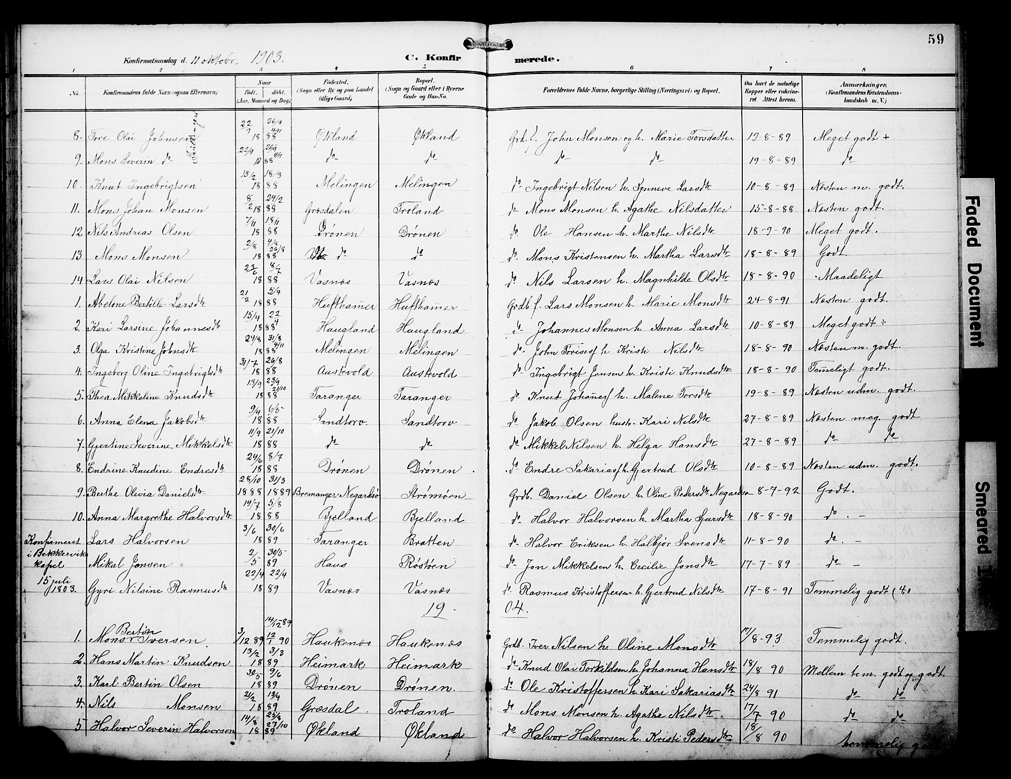 Austevoll Sokneprestembete, SAB/A-74201/H/Hab: Parish register (copy) no. A 4, 1901-1912, p. 59