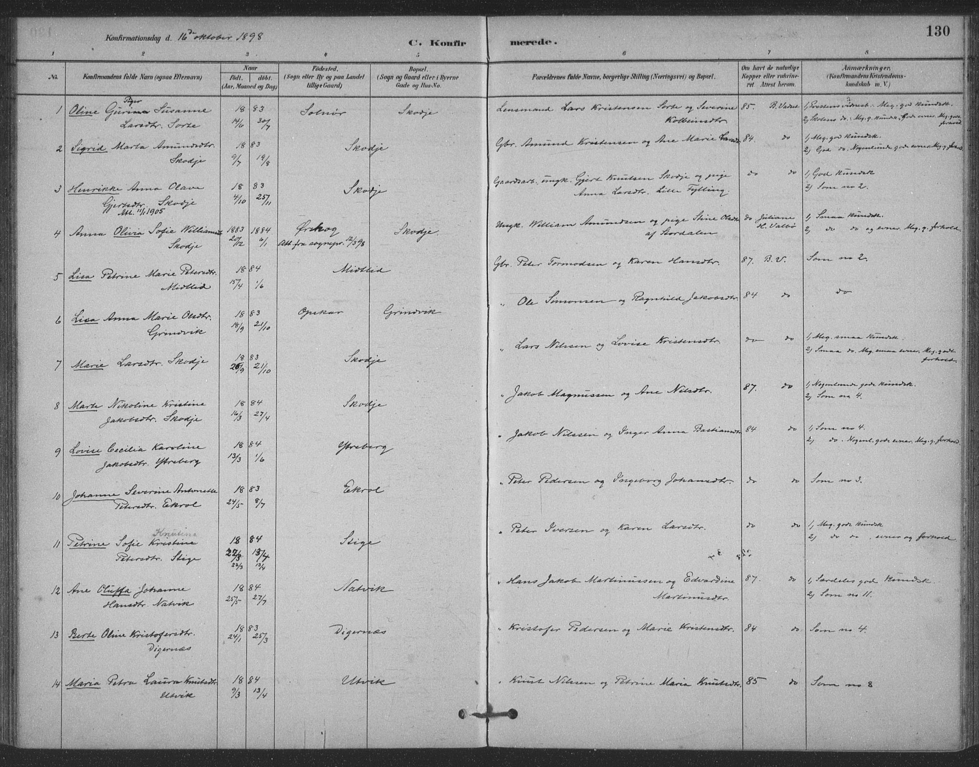 Ministerialprotokoller, klokkerbøker og fødselsregistre - Møre og Romsdal, AV/SAT-A-1454/524/L0356: Parish register (official) no. 524A08, 1880-1899, p. 130