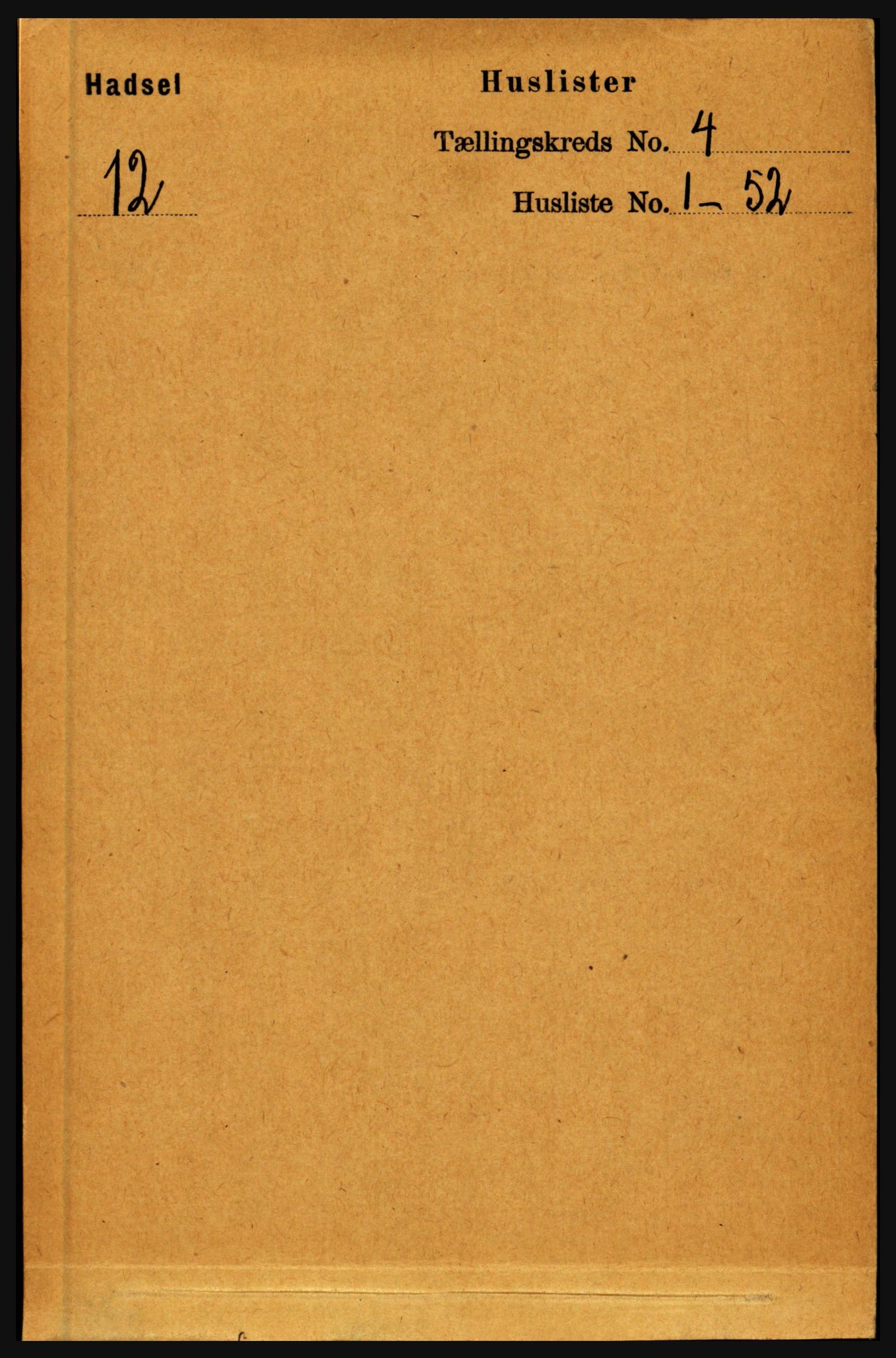 RA, 1891 census for 1866 Hadsel, 1891, p. 1654