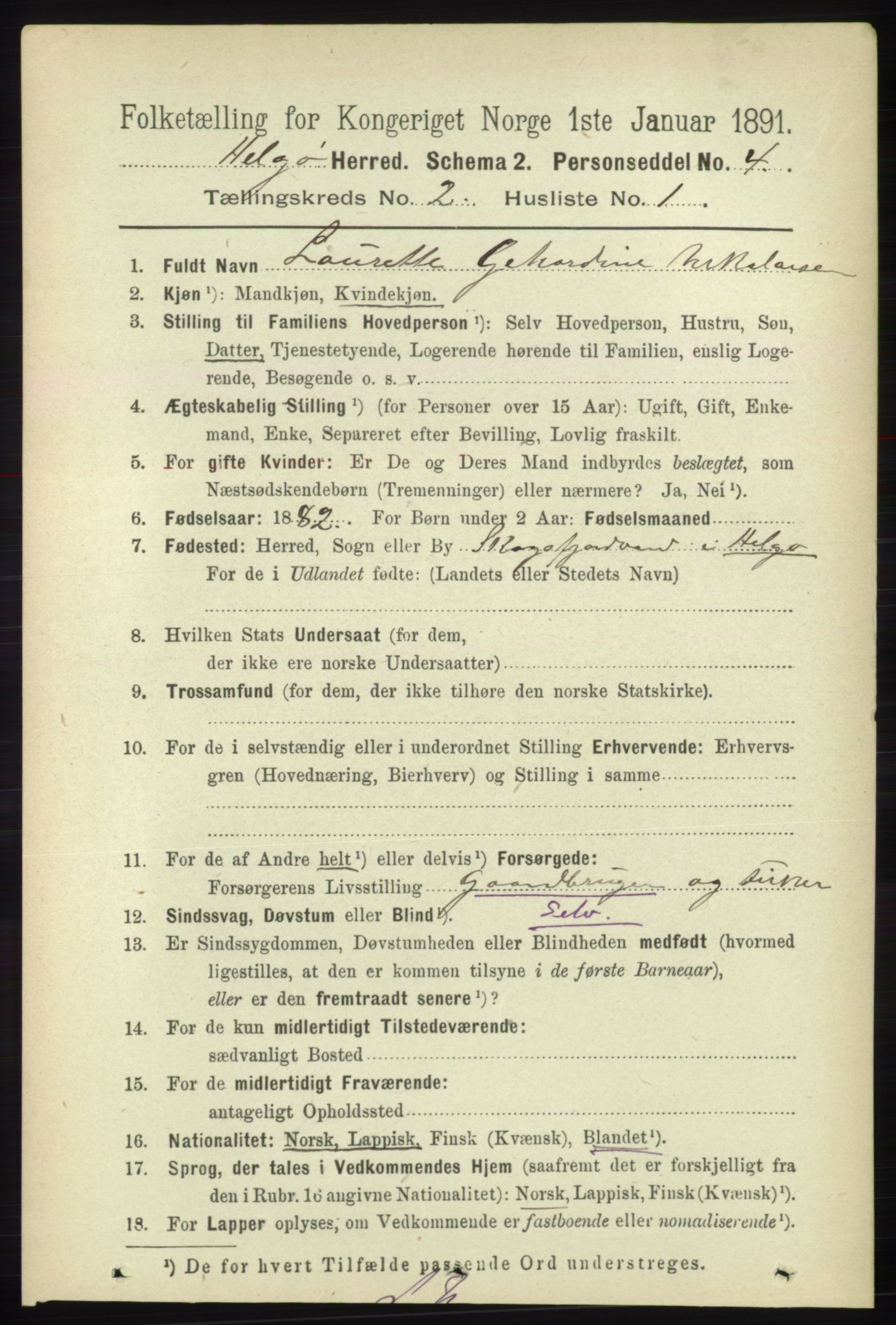 RA, 1891 census for 1935 Helgøy, 1891, p. 336