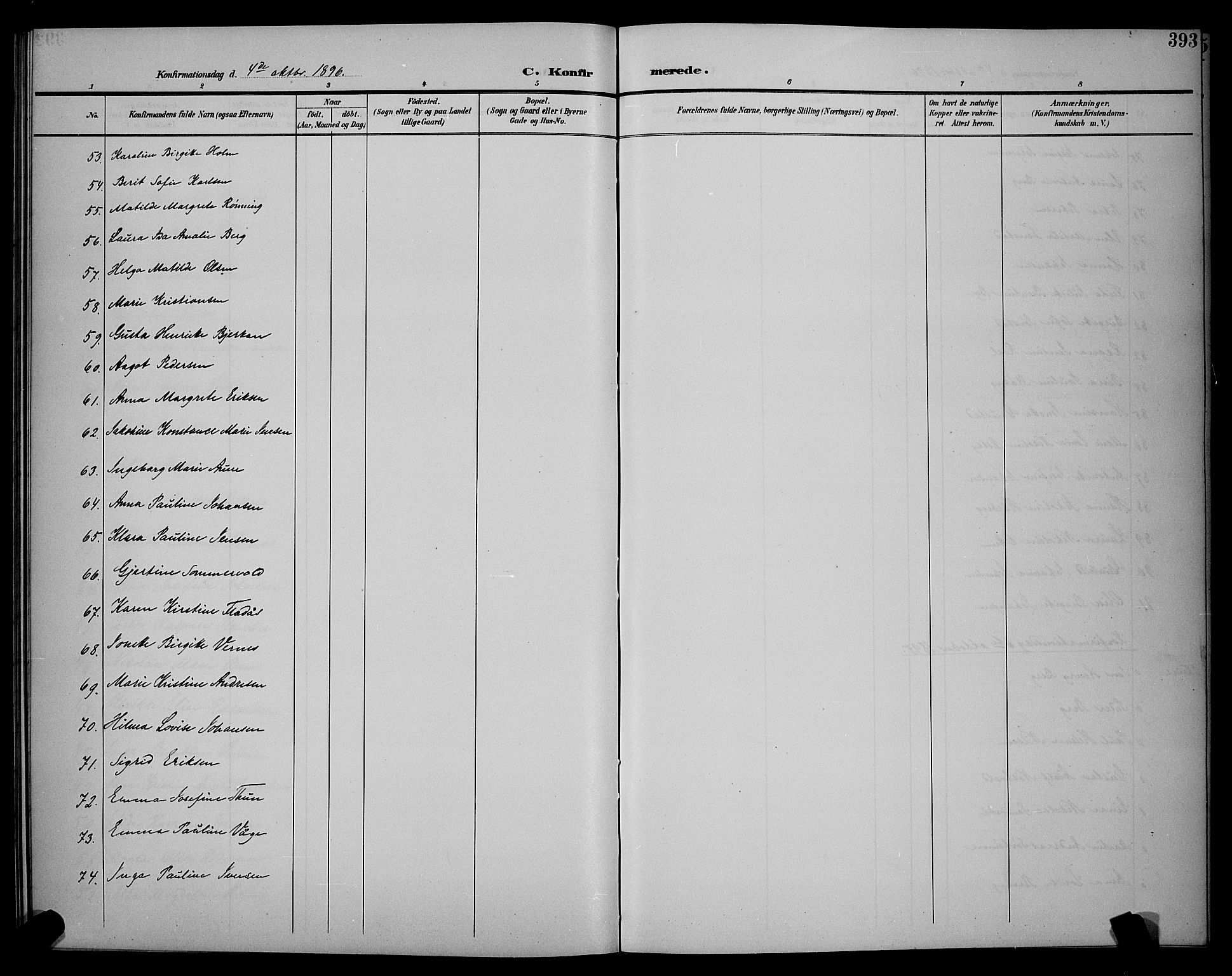 Ministerialprotokoller, klokkerbøker og fødselsregistre - Sør-Trøndelag, AV/SAT-A-1456/604/L0225: Parish register (copy) no. 604C08, 1895-1899, p. 393