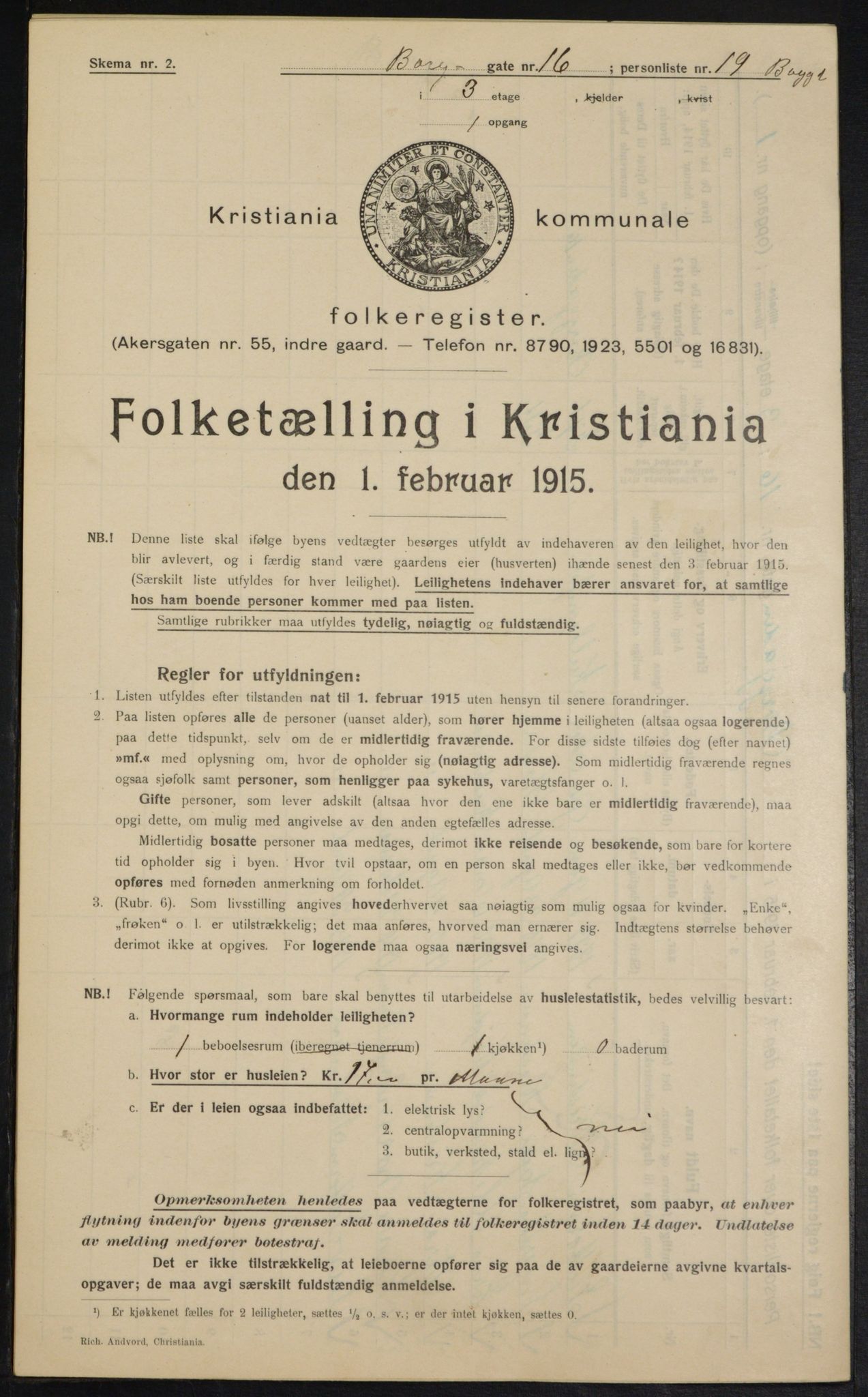 OBA, Municipal Census 1915 for Kristiania, 1915, p. 7943