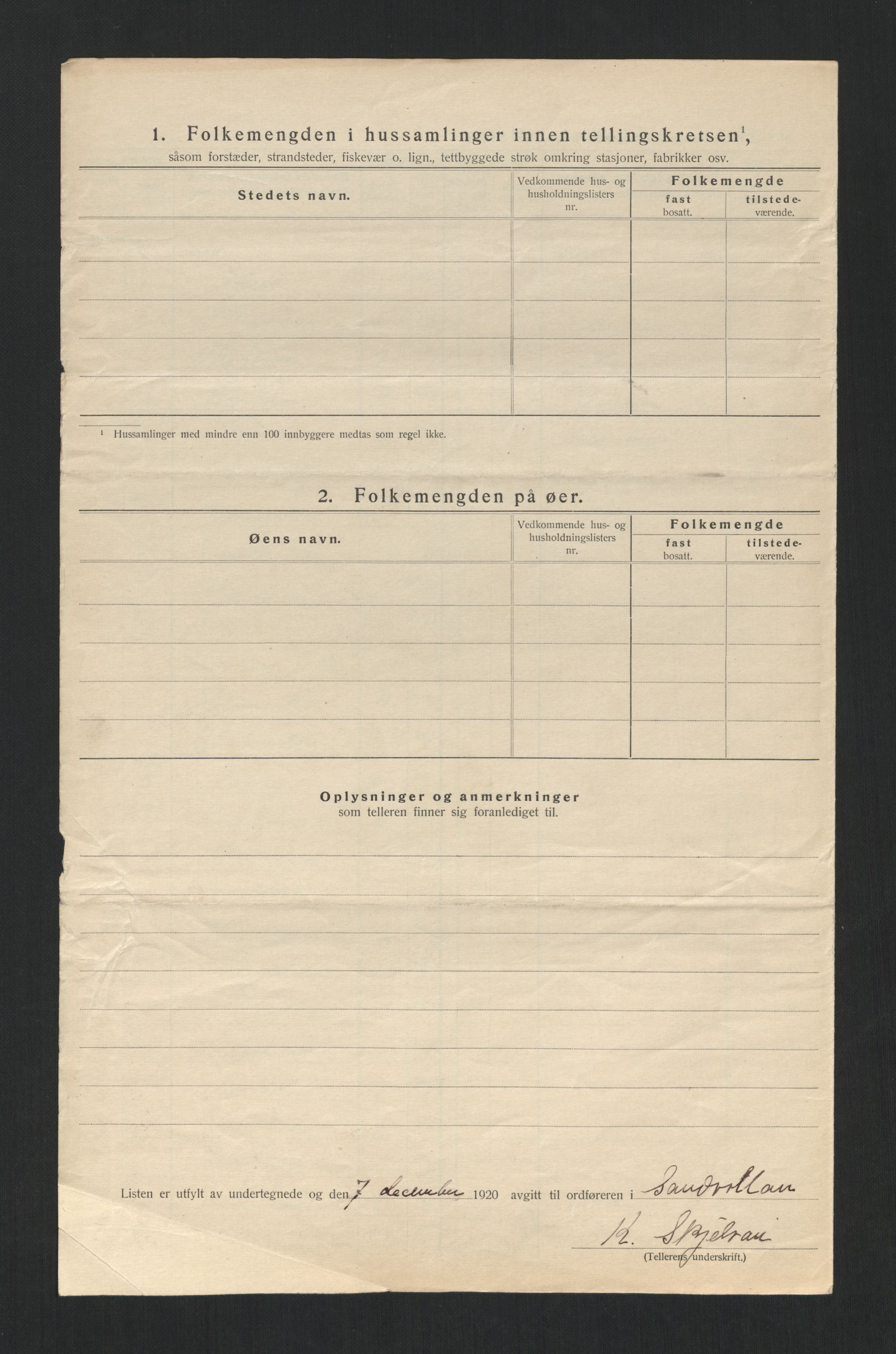 SAT, 1920 census for Sandvollan, 1920, p. 17