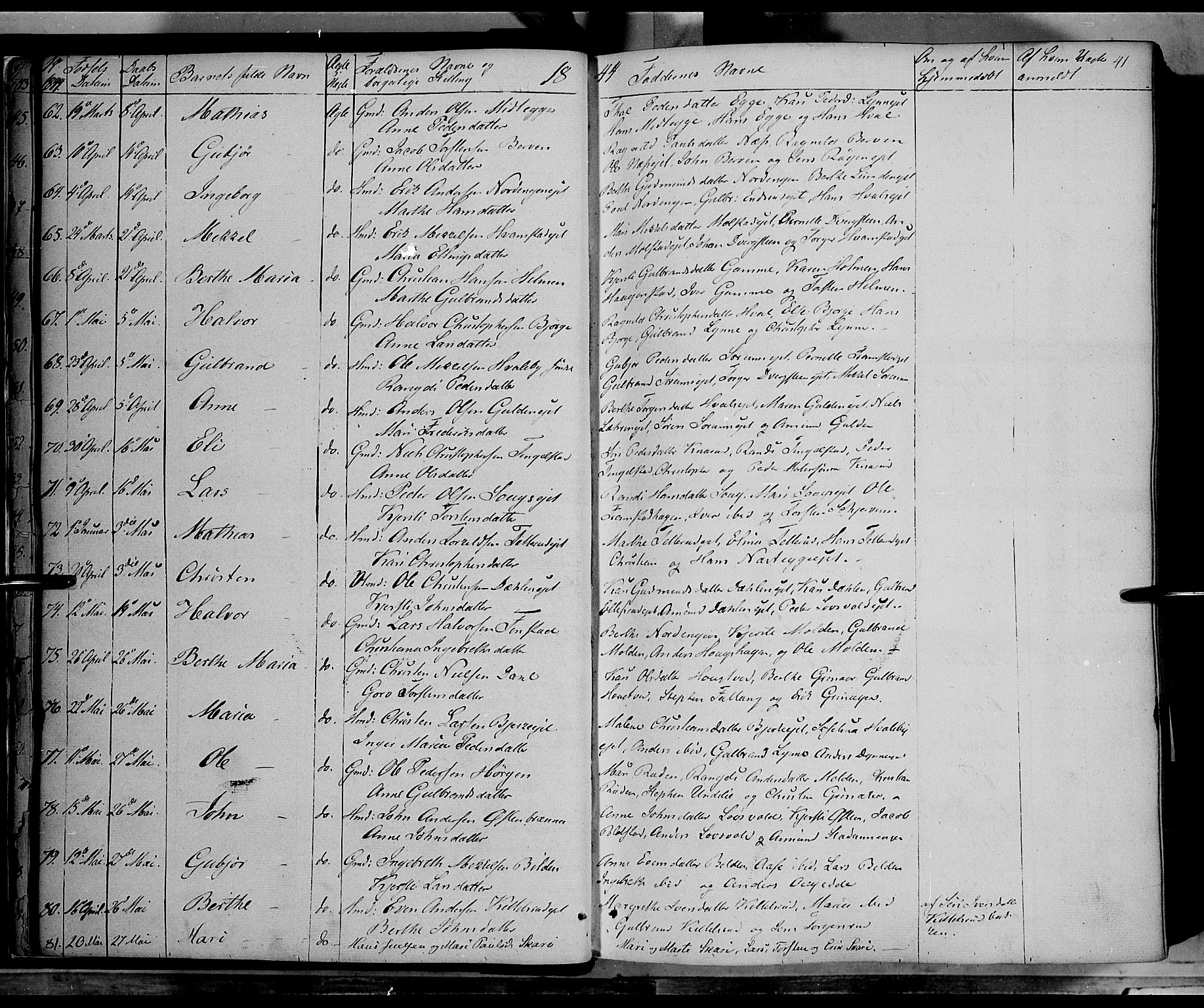 Gran prestekontor, AV/SAH-PREST-112/H/Ha/Haa/L0011: Parish register (official) no. 11, 1842-1856, p. 40-41