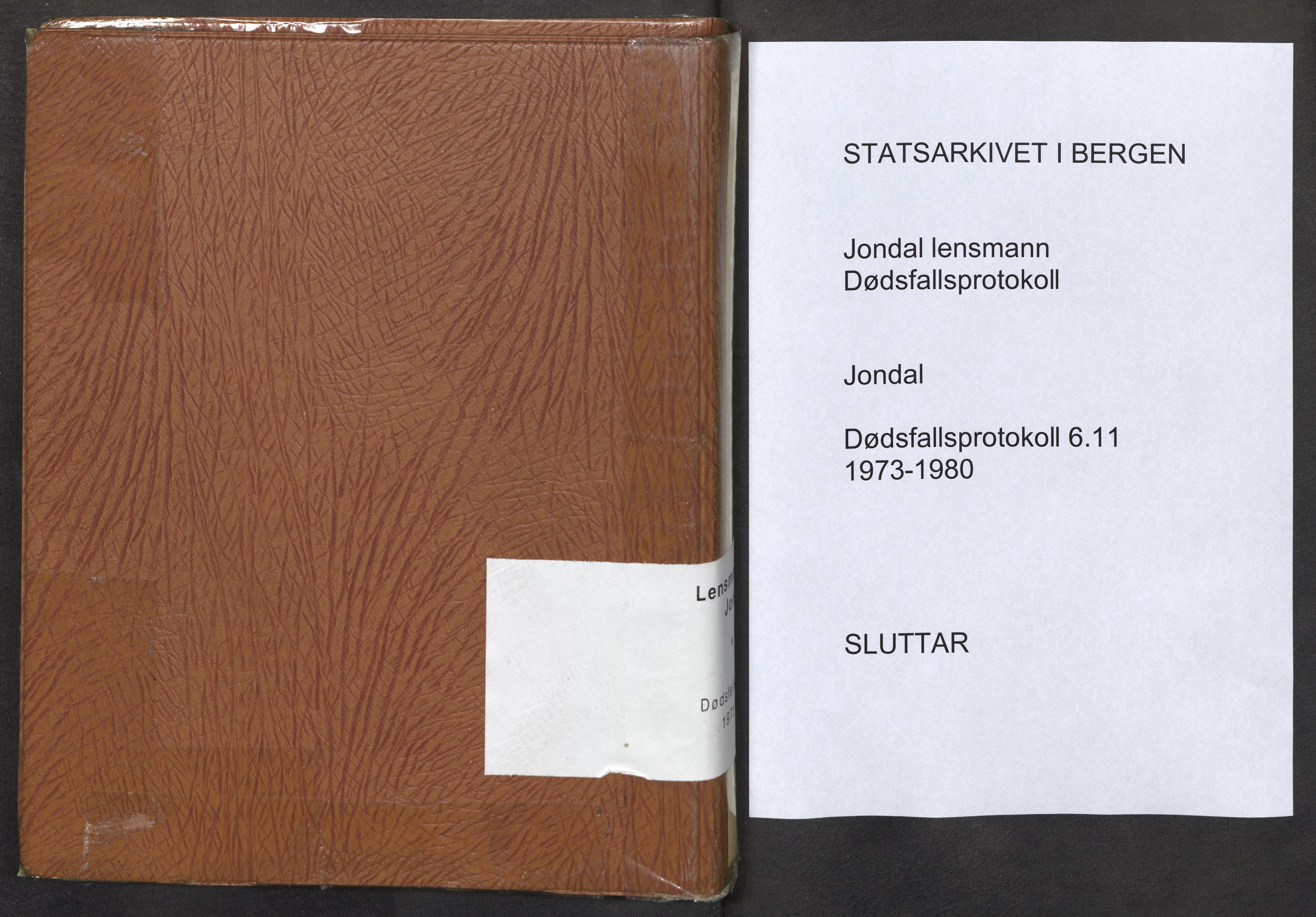 Lensmannen i Jondal, SAB/A-33101/0006/L0011: Dødsfallprotokoll, 1973-1980