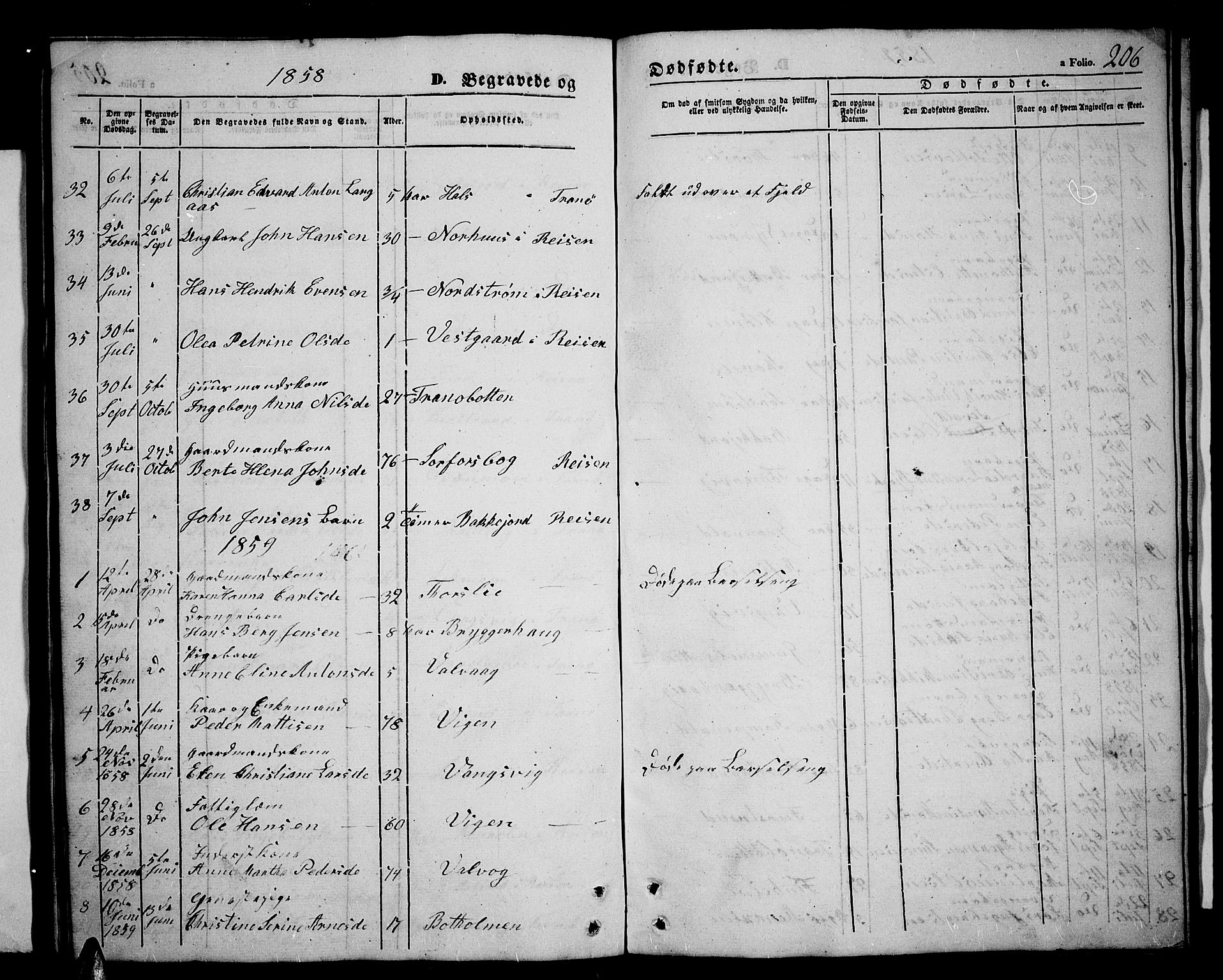 Tranøy sokneprestkontor, SATØ/S-1313/I/Ia/Iab/L0002klokker: Parish register (copy) no. 2, 1847-1860, p. 206