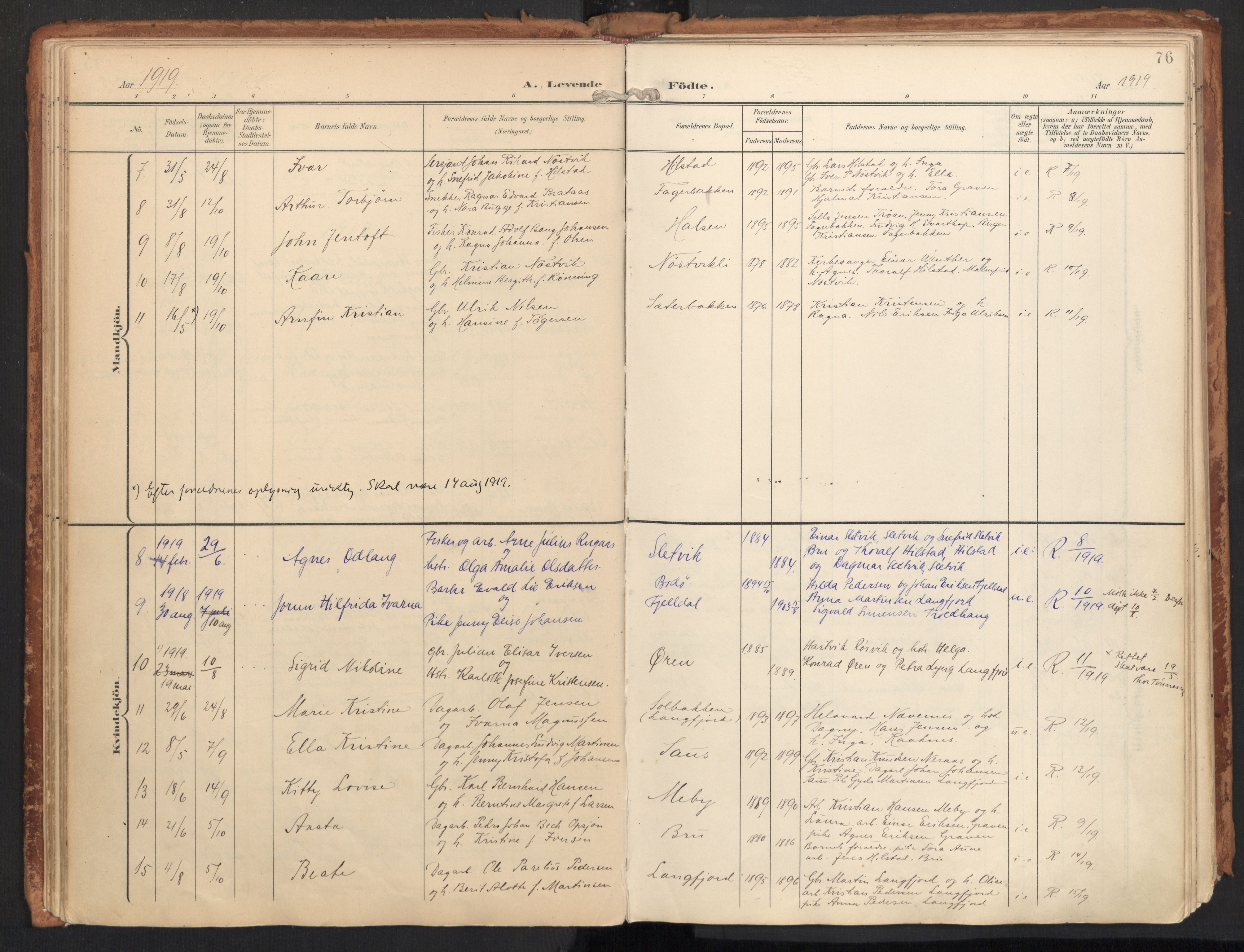 Ministerialprotokoller, klokkerbøker og fødselsregistre - Nordland, SAT/A-1459/814/L0227: Parish register (official) no. 814A08, 1899-1920, p. 76