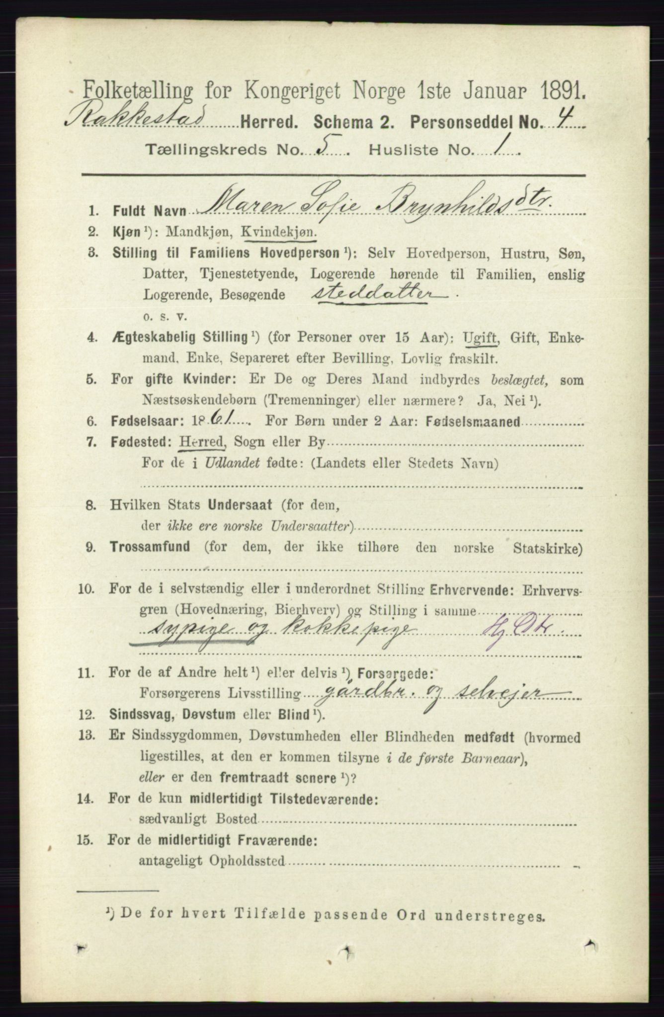 RA, 1891 census for 0128 Rakkestad, 1891, p. 2245