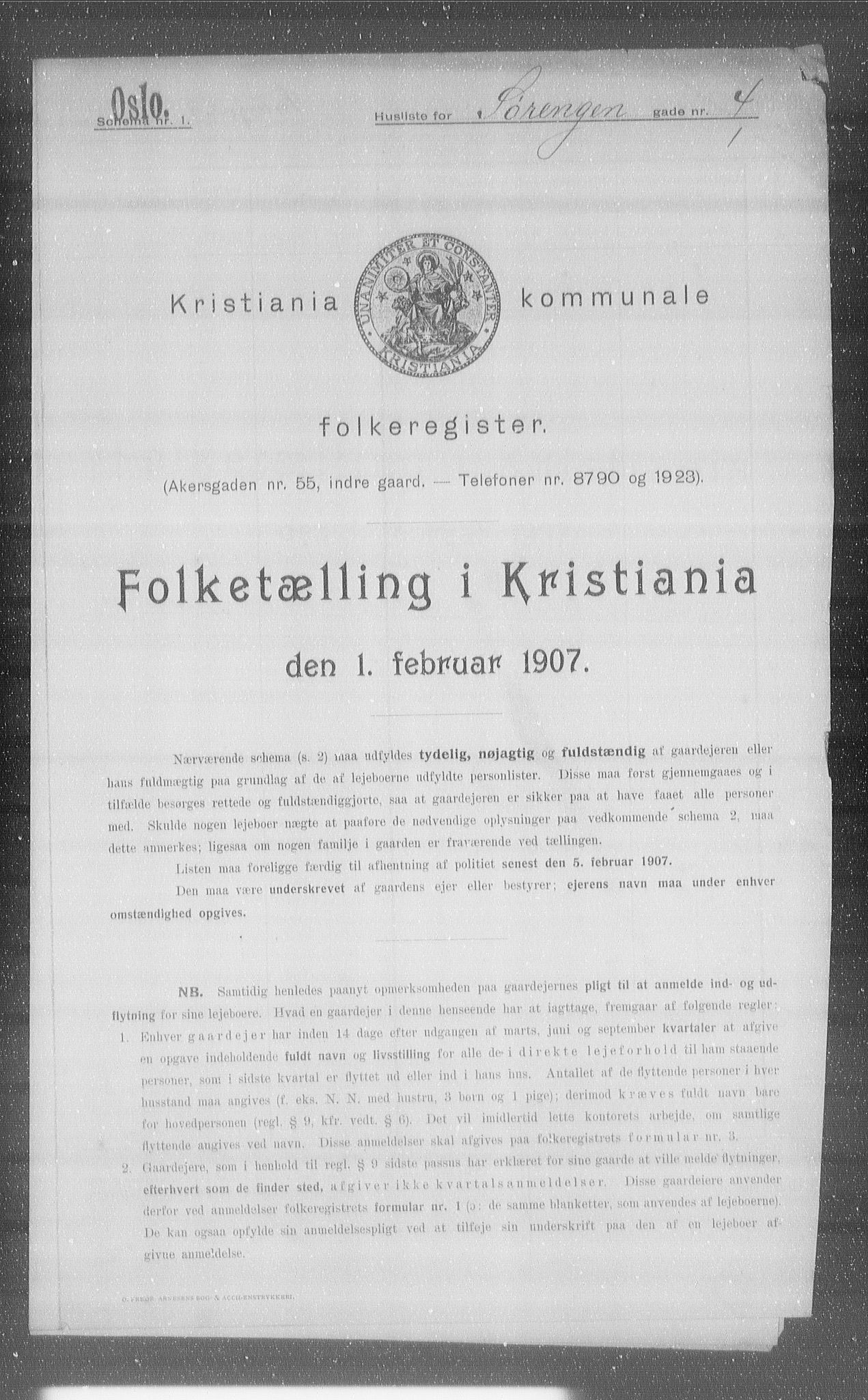 OBA, Municipal Census 1907 for Kristiania, 1907, p. 54132