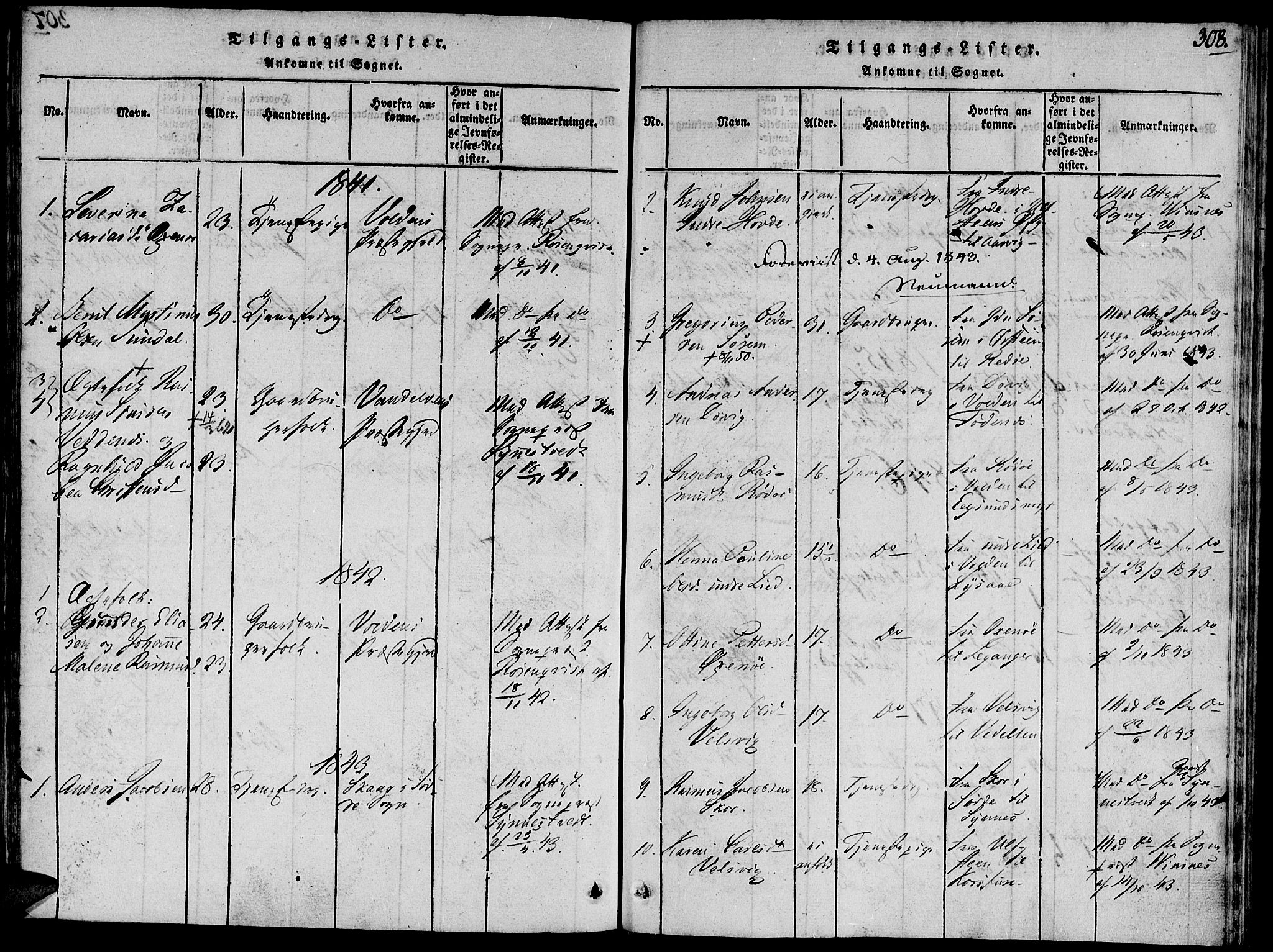 Ministerialprotokoller, klokkerbøker og fødselsregistre - Møre og Romsdal, SAT/A-1454/504/L0054: Parish register (official) no. 504A01, 1816-1861, p. 308