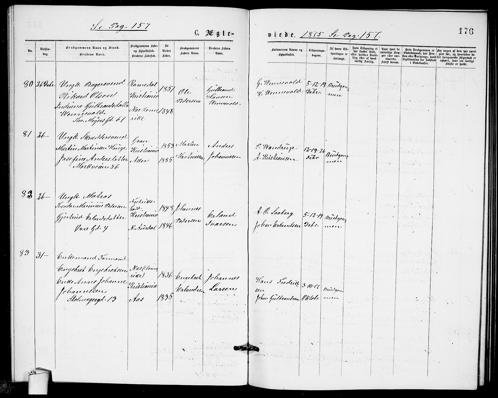 Paulus prestekontor Kirkebøker, SAO/A-10871/G/Ga/L0001: Parish register (copy) no. 1, 1875-1878, p. 176