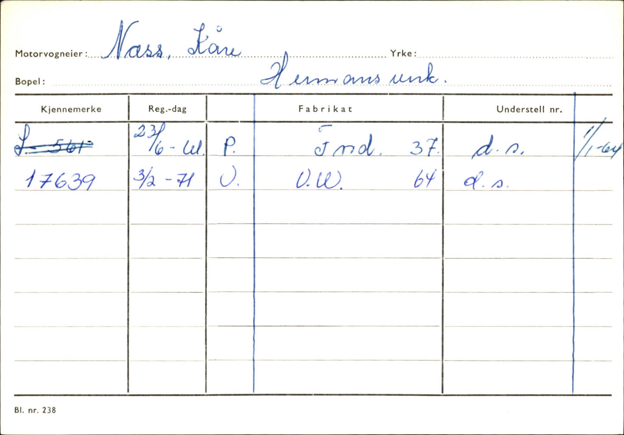 Statens vegvesen, Sogn og Fjordane vegkontor, SAB/A-5301/4/F/L0126: Eigarregister Fjaler M-Å. Leikanger A-Å, 1945-1975, p. 1891