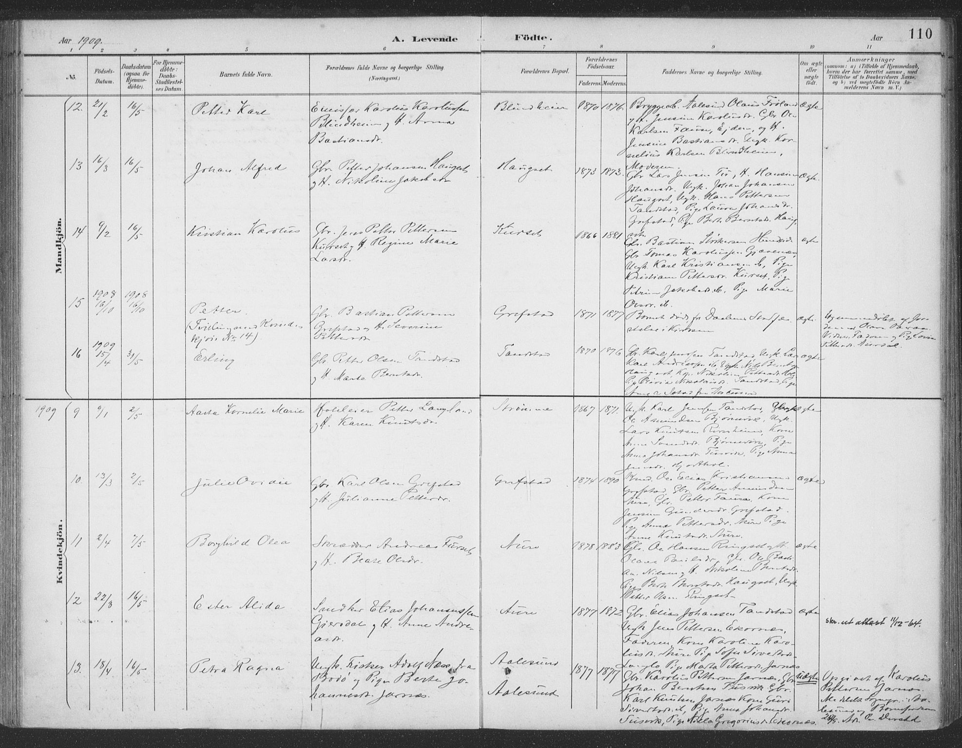 Ministerialprotokoller, klokkerbøker og fødselsregistre - Møre og Romsdal, AV/SAT-A-1454/523/L0335: Parish register (official) no. 523A02, 1891-1911, p. 110