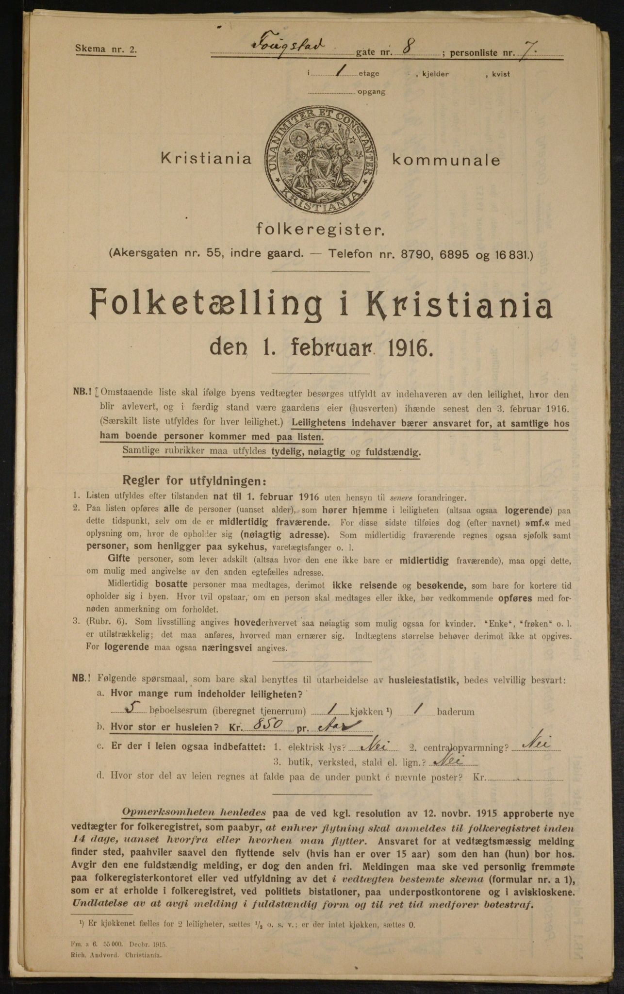 OBA, Municipal Census 1916 for Kristiania, 1916, p. 25697