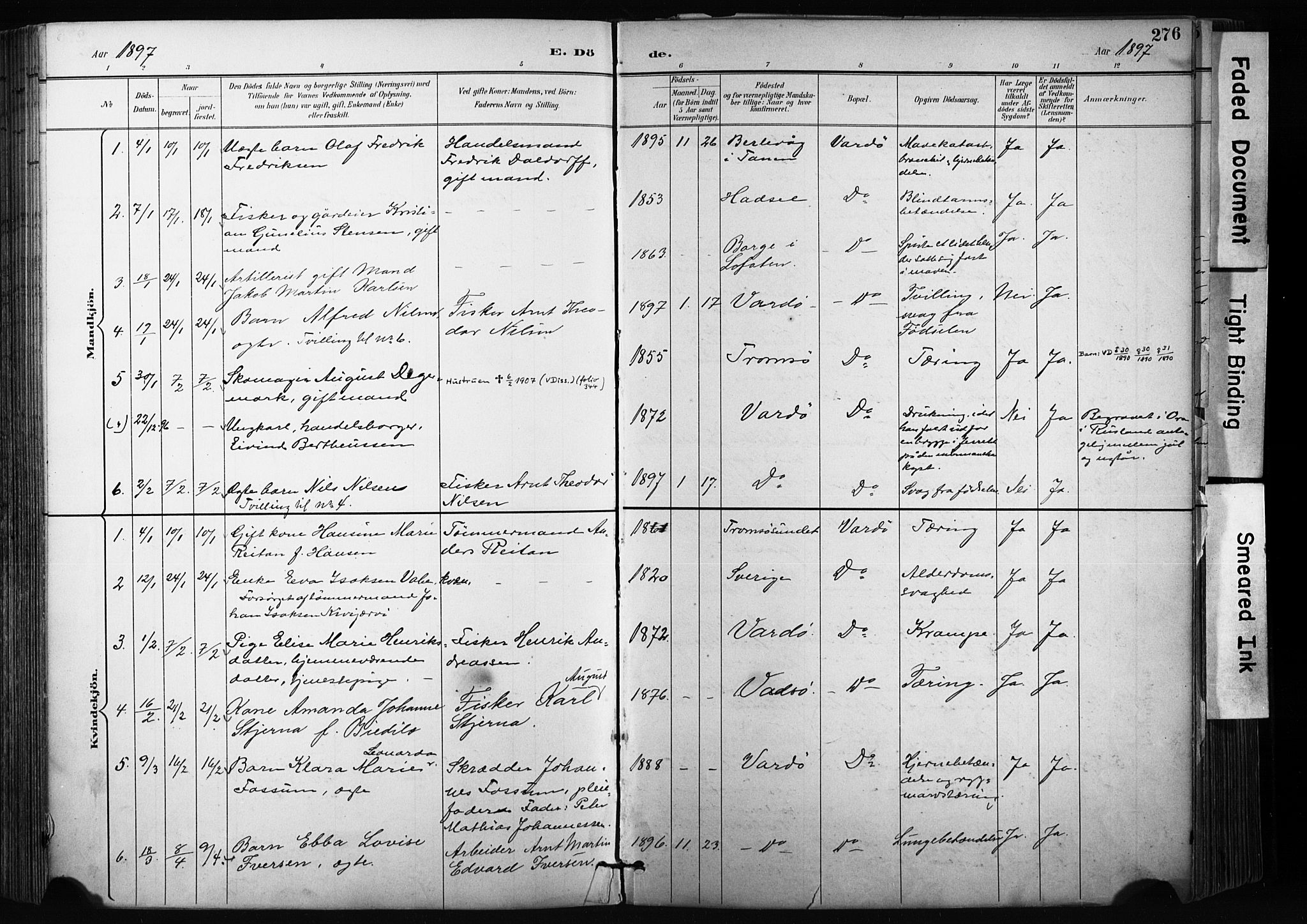 Vardø sokneprestkontor, AV/SATØ-S-1332/H/Ha/L0010kirke: Parish register (official) no. 10, 1895-1907, p. 276