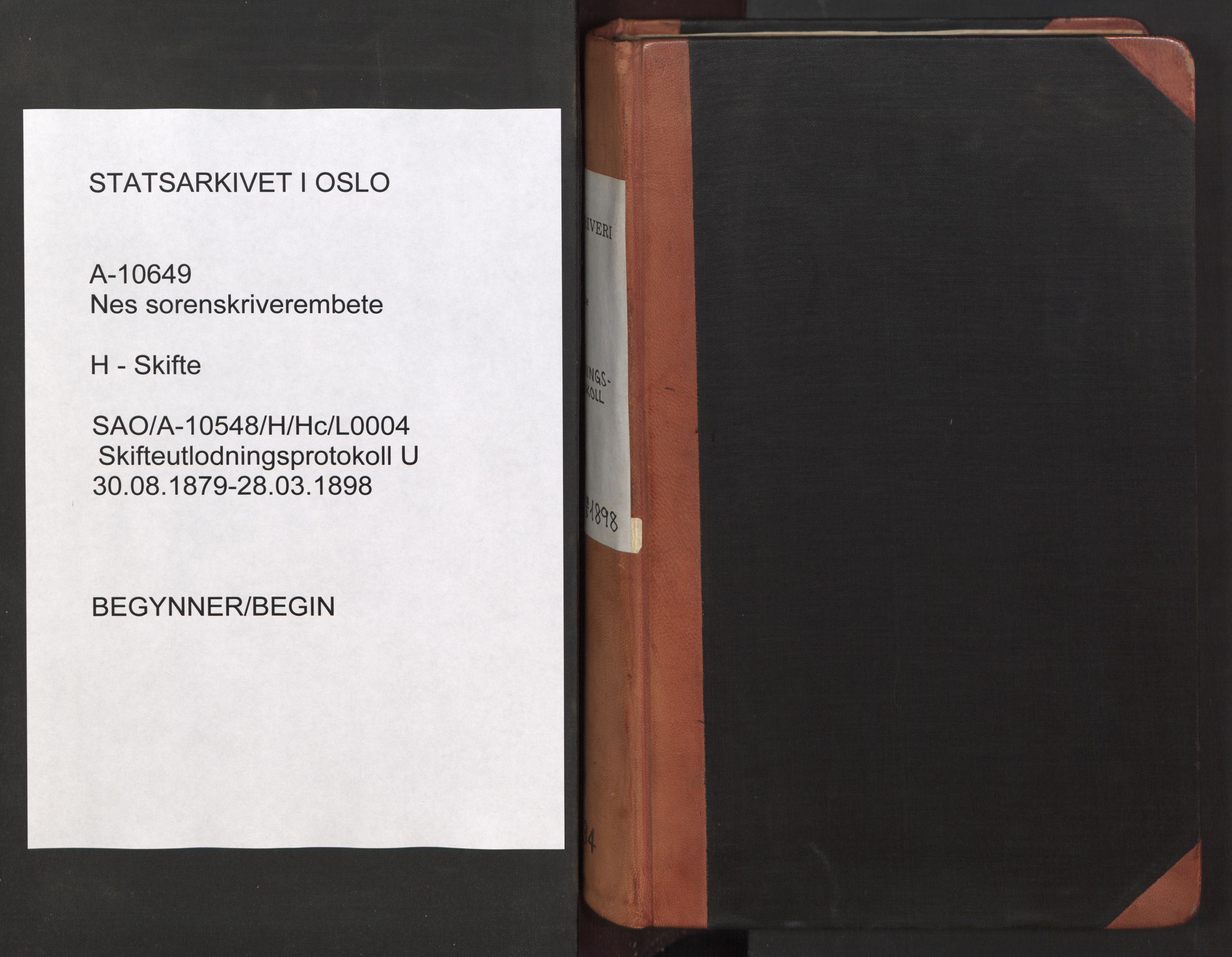 Nes tingrett, AV/SAO-A-10548/H/Hc/L0004: Utlodningsprotokoll "U?", 1879-1898