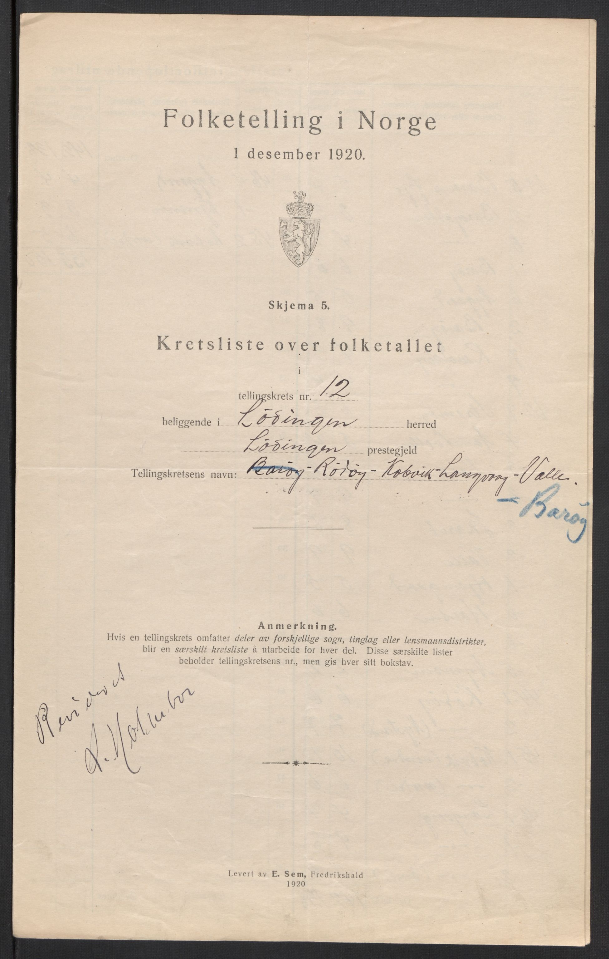 SAT, 1920 census for Lødingen, 1920, p. 39