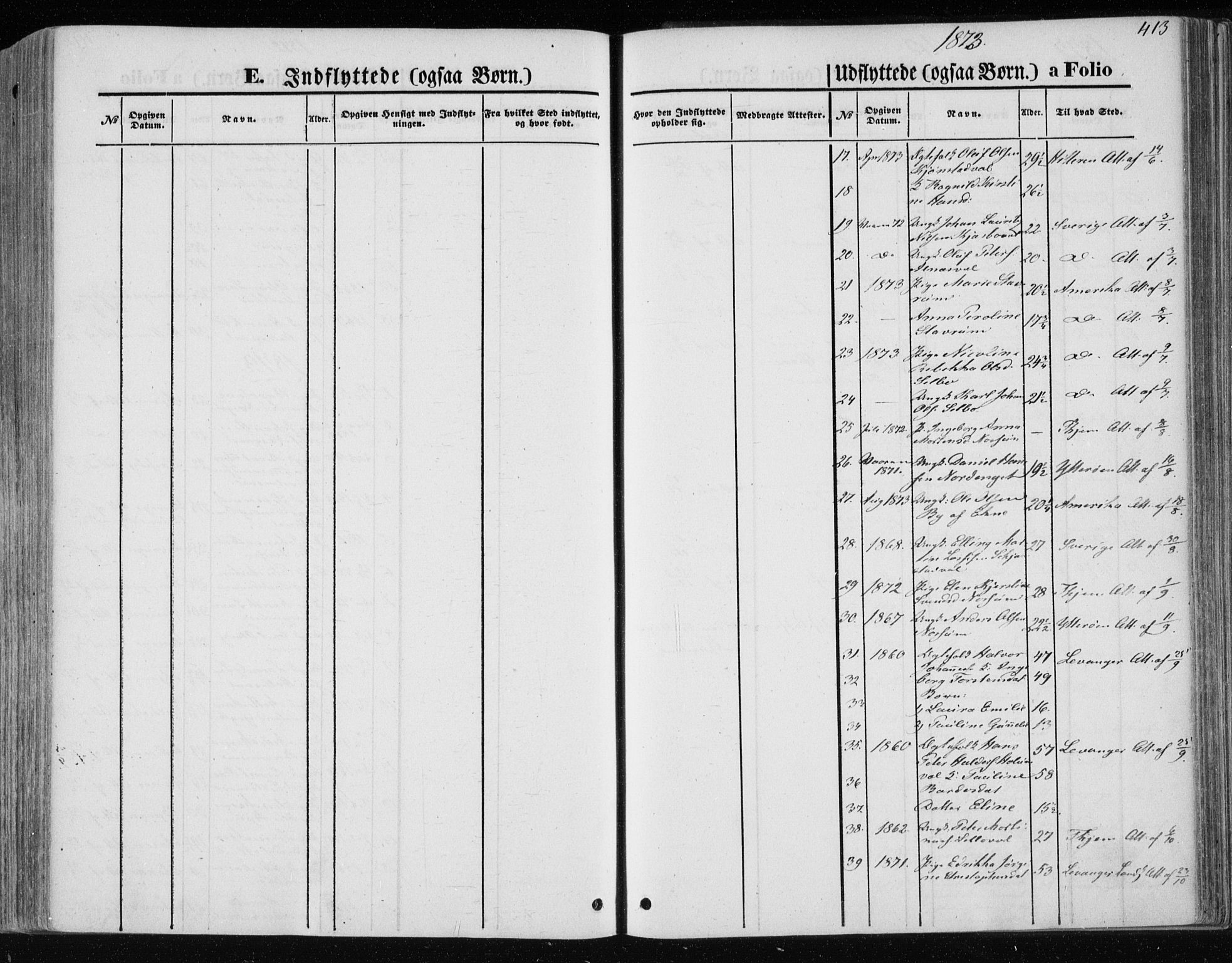 Ministerialprotokoller, klokkerbøker og fødselsregistre - Nord-Trøndelag, SAT/A-1458/717/L0157: Parish register (official) no. 717A08 /1, 1863-1877, p. 413