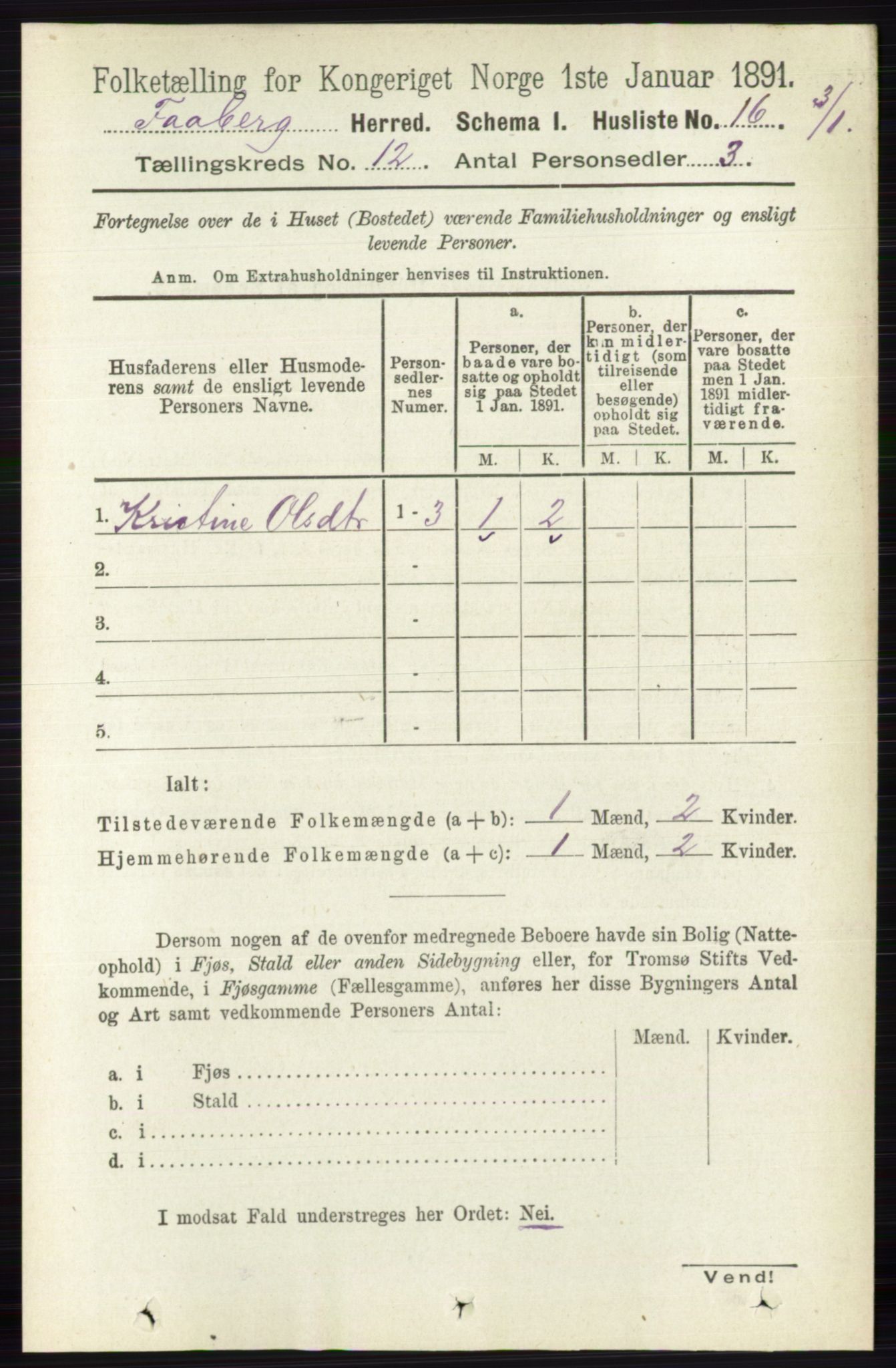 RA, 1891 census for 0524 Fåberg, 1891, p. 4708