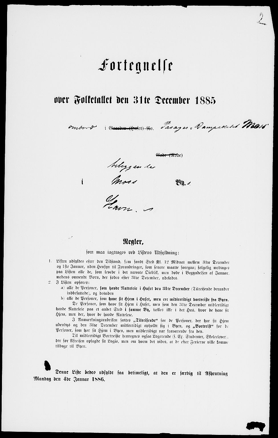 RA, 1885 census for 0104 Moss, 1885, p. 5