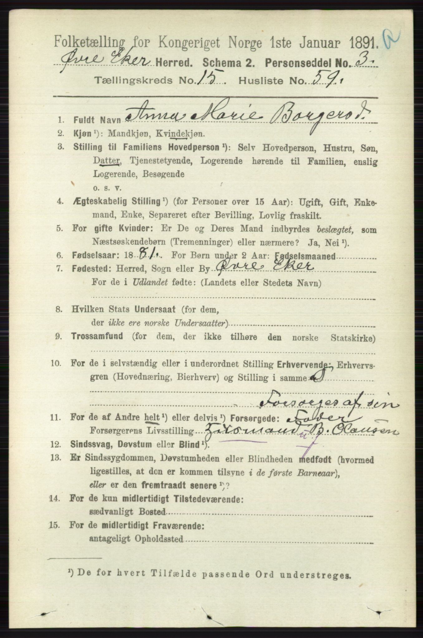 RA, 1891 census for 0624 Øvre Eiker, 1891, p. 7369