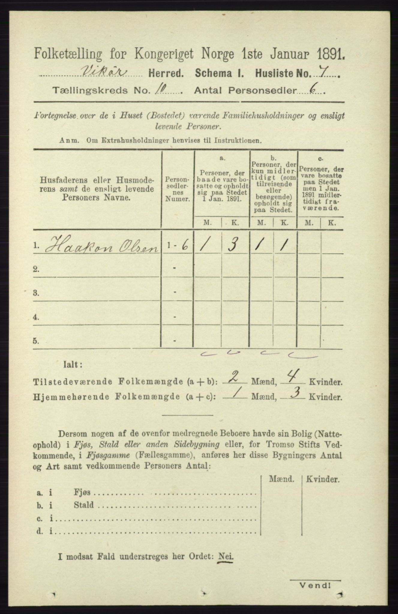 RA, 1891 census for 1238 Vikør, 1891, p. 2908