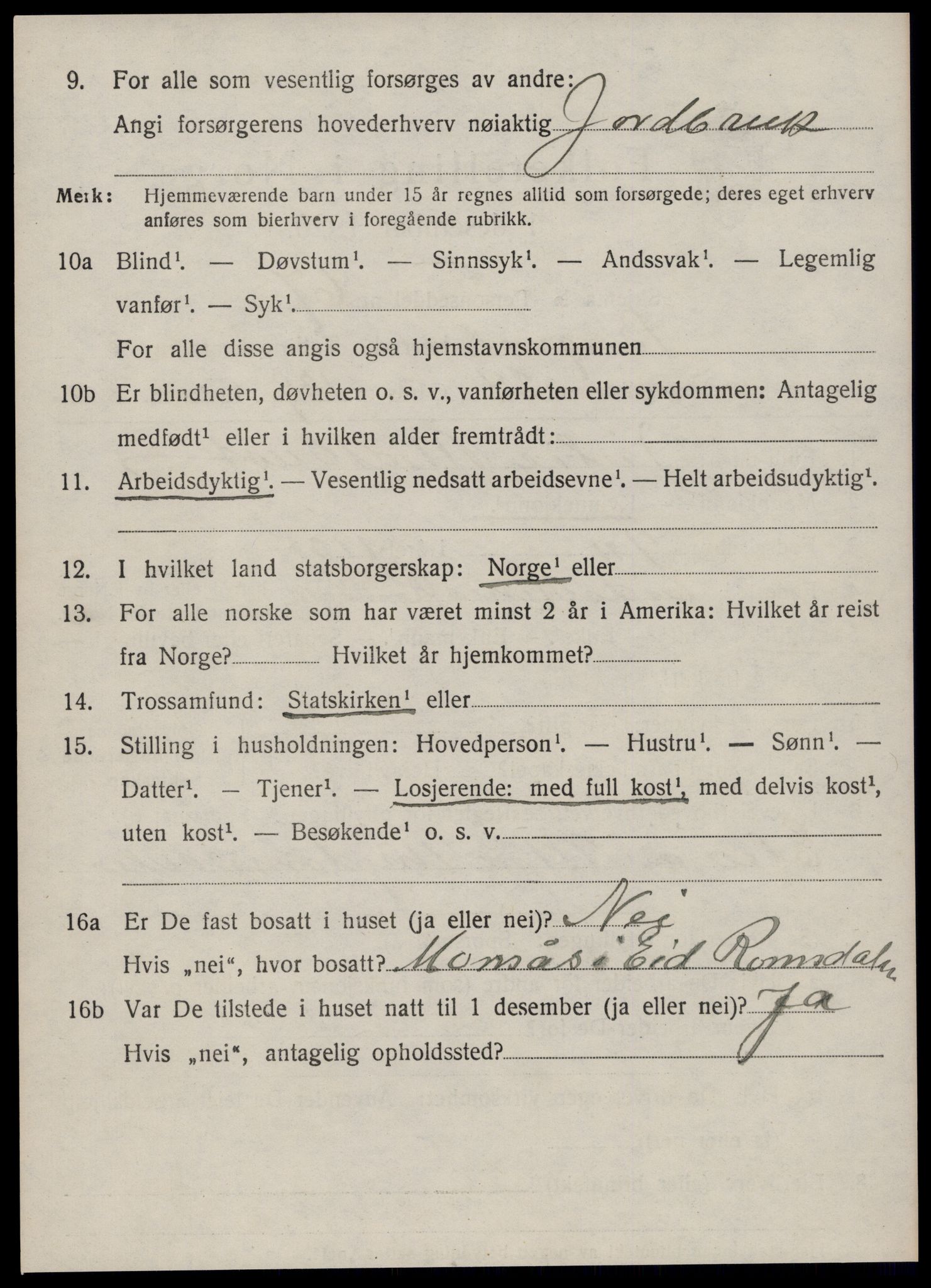 SAT, 1920 census for Borgund, 1920, p. 7797