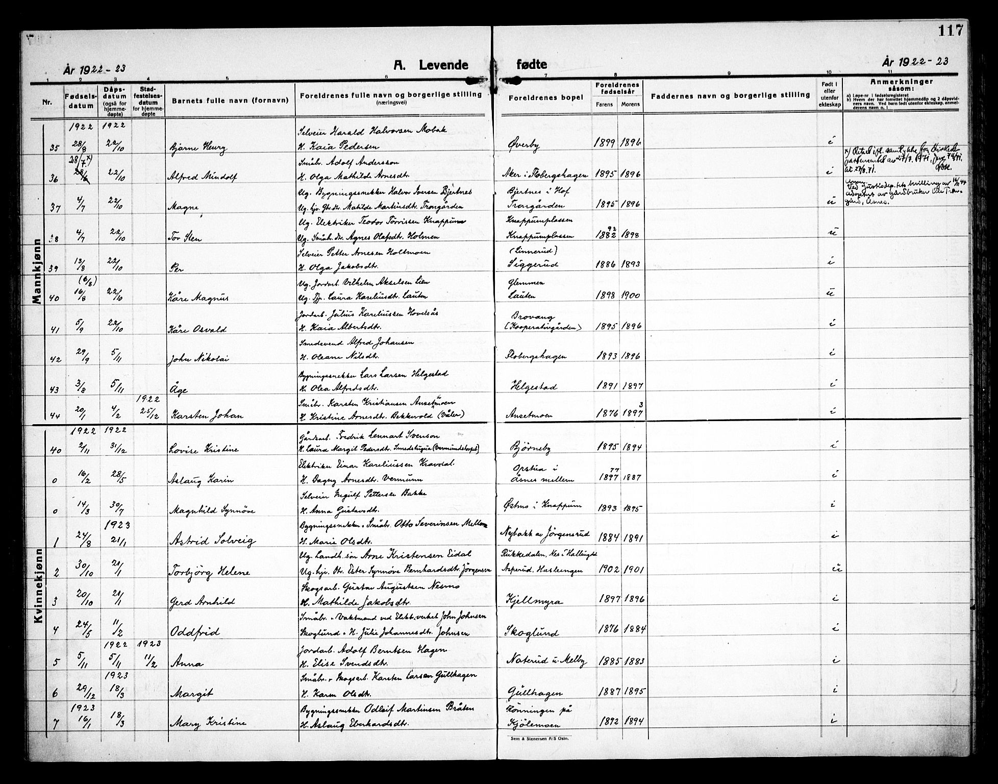 Åsnes prestekontor, SAH/PREST-042/H/Ha/Haa/L0000C: Parish register (official) no. 0A, 1890-1929, p. 117