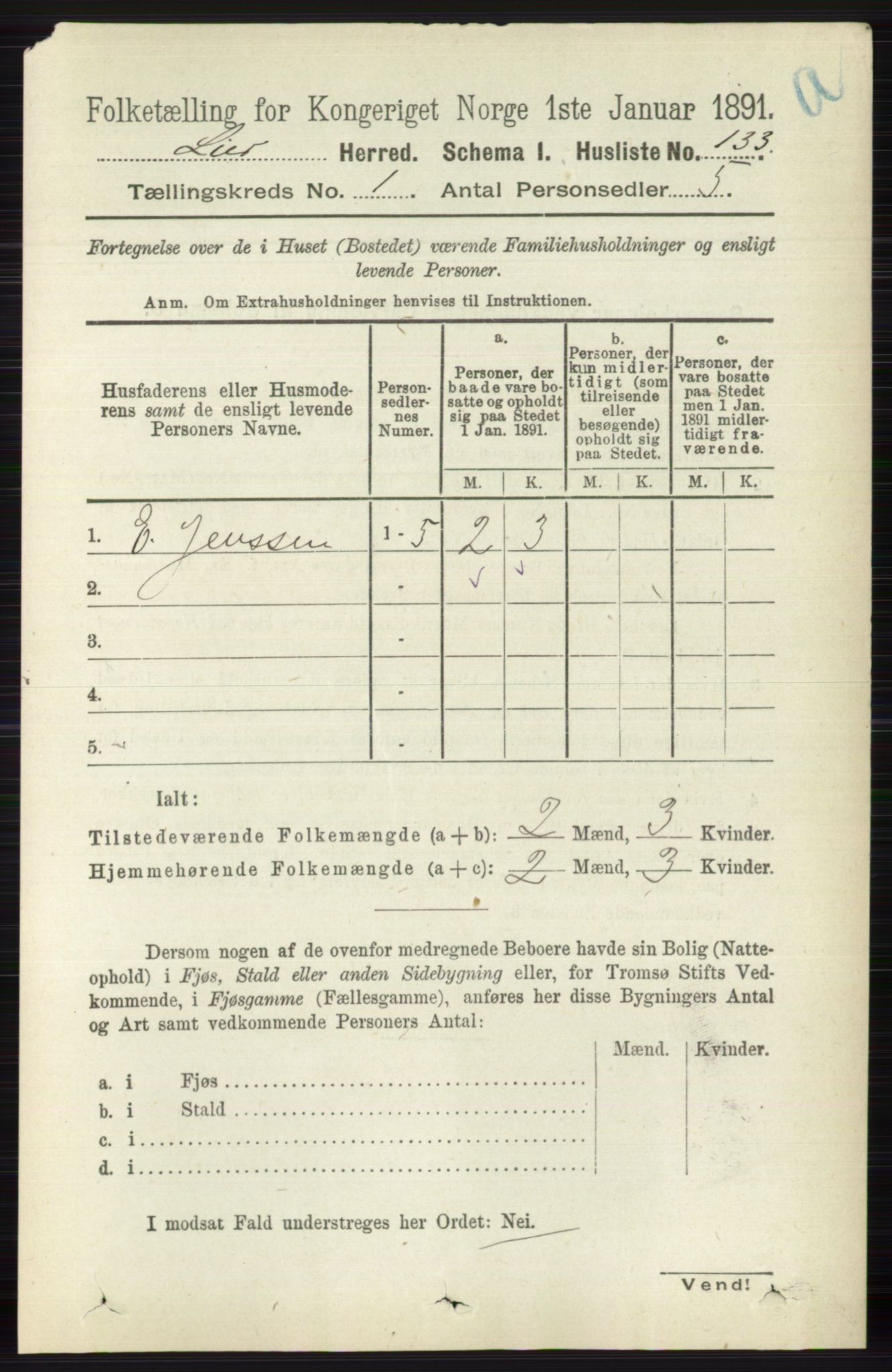 RA, 1891 census for 0626 Lier, 1891, p. 176